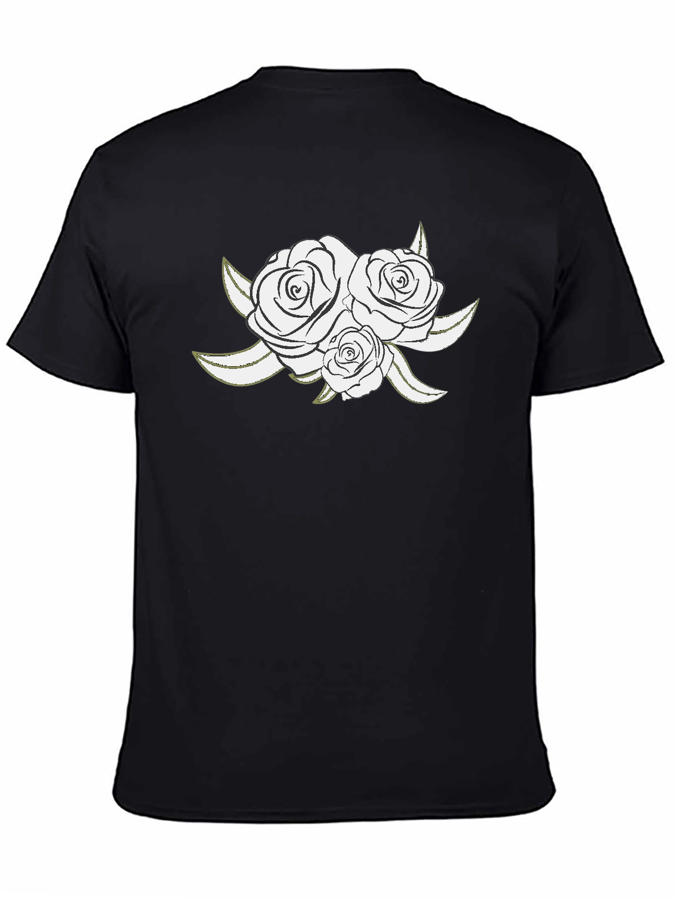 Elegant Rose Graphic Black T-Shirt
