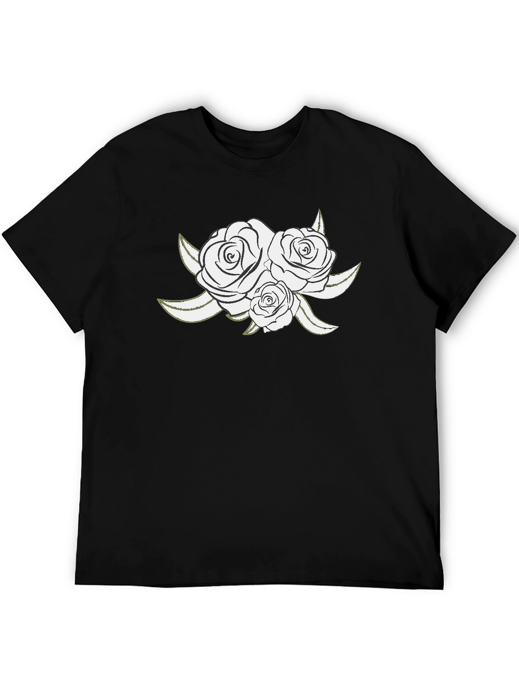 Elegant Rose Graphic Black T-Shirt