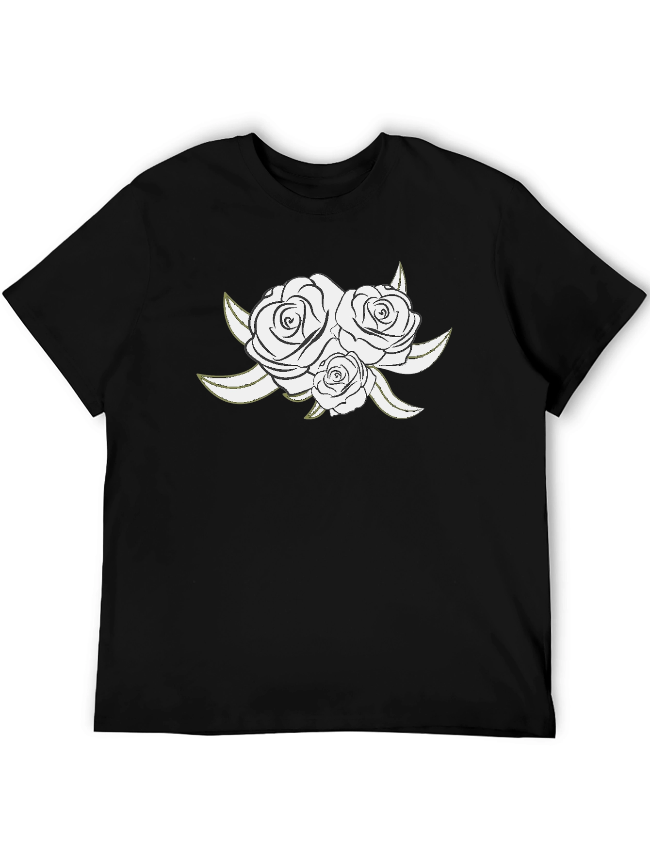 Elegant Rose Graphic Black T-Shirt