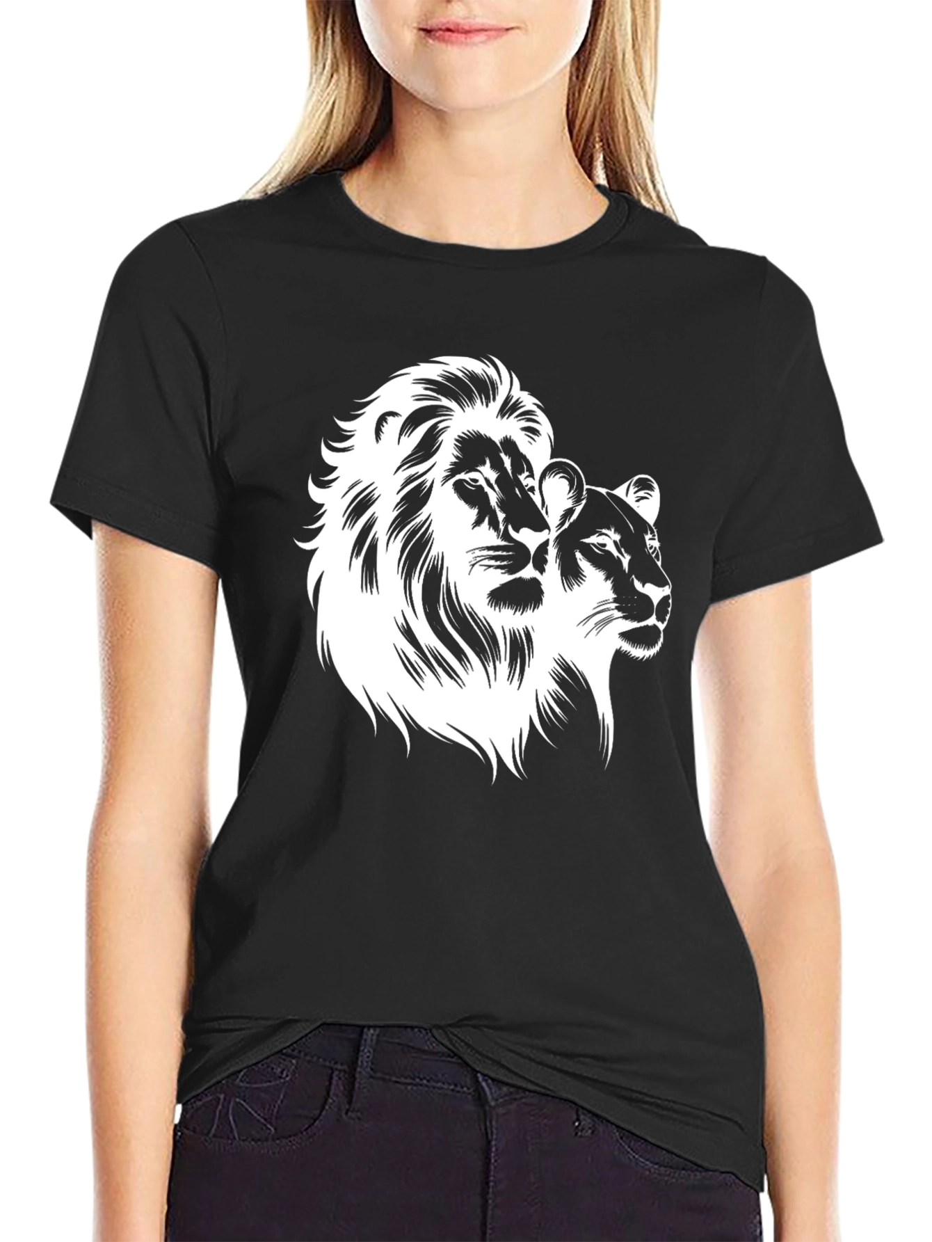 Lion & Lioness Graphic Black T-Shirt
