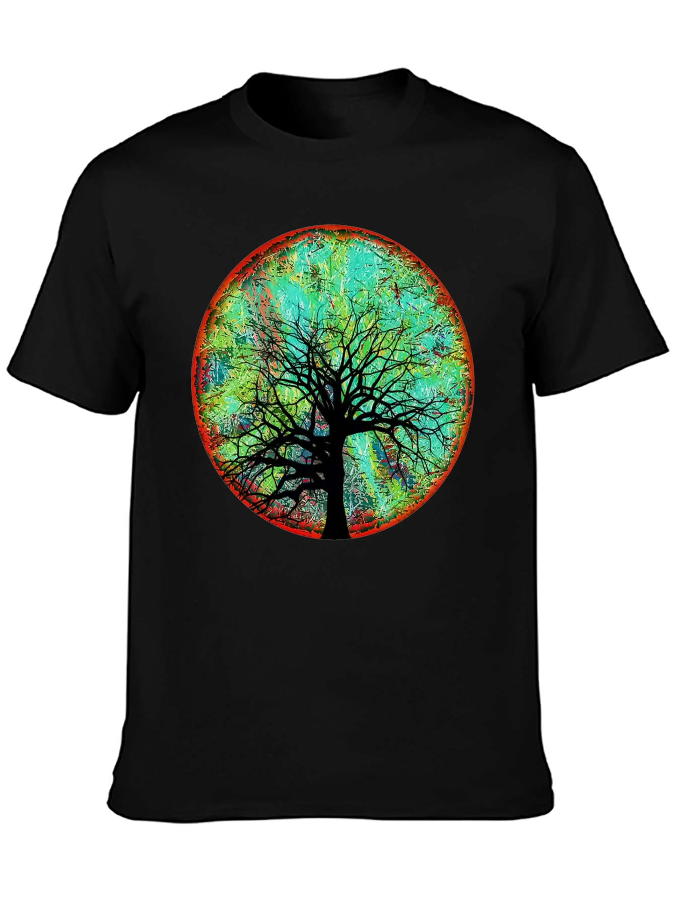 Artsy Tree of Life Graphic Tee - Black Cotton Blend