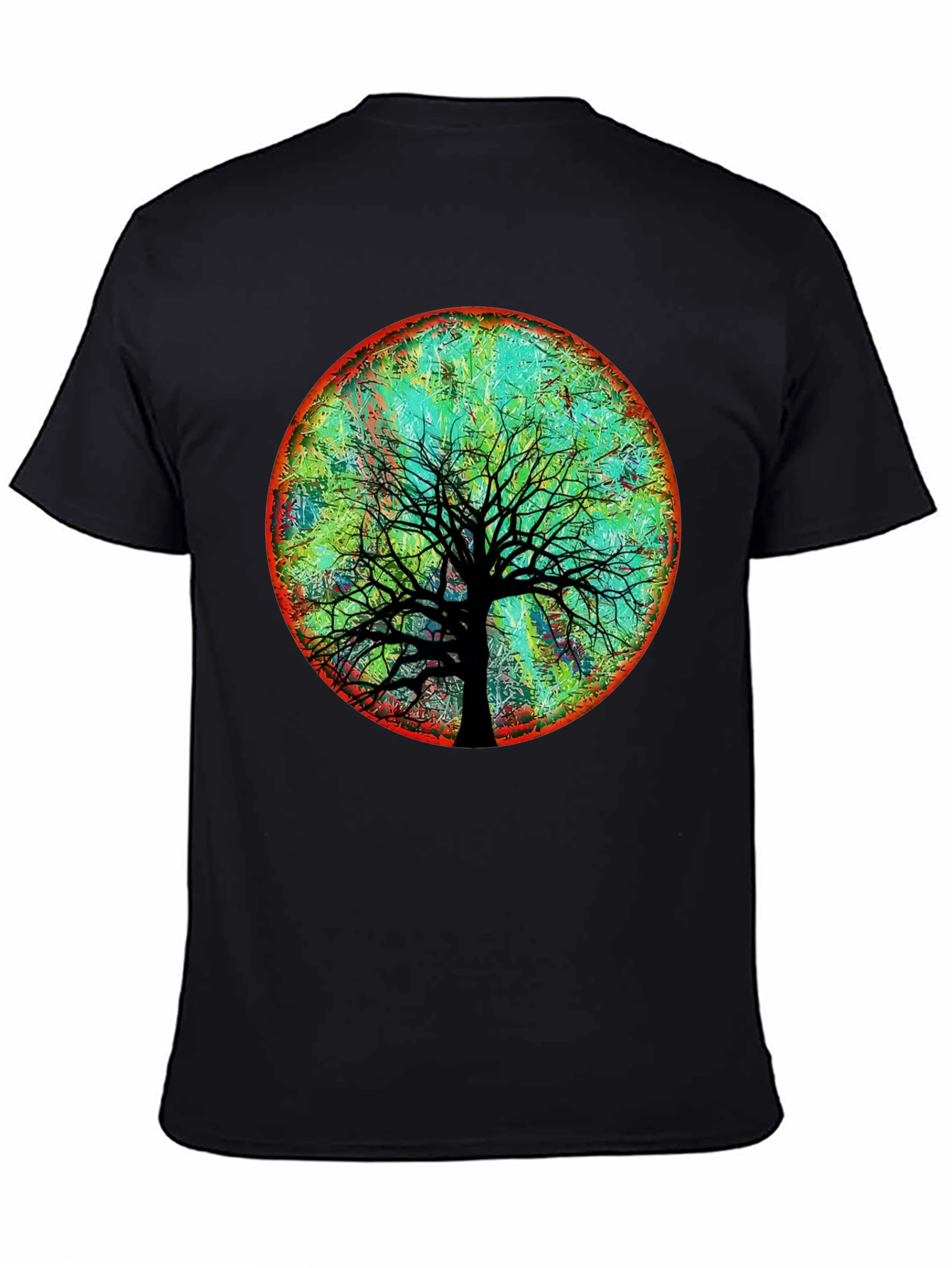 Artsy Tree of Life Graphic Tee - Black Cotton Blend