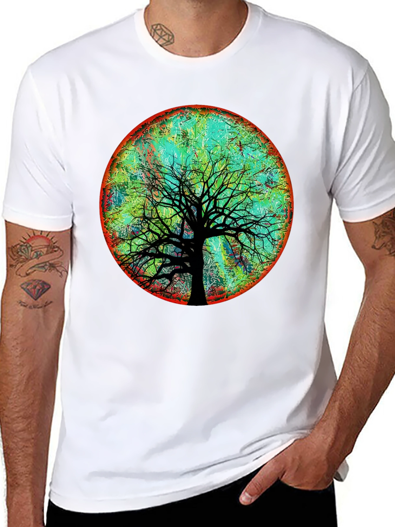 Artsy Tree of Life Graphic Tee - Black Cotton Blend