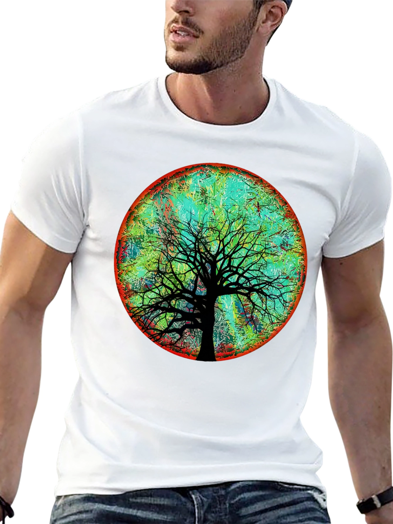 Artsy Tree of Life Graphic Tee - Black Cotton Blend