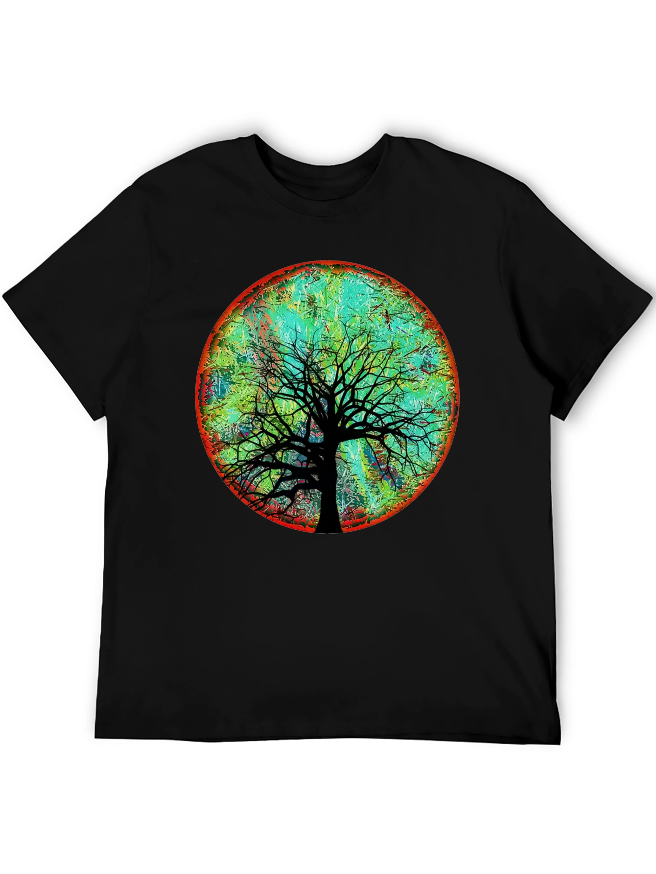 Artsy Tree of Life Graphic Tee - Black Cotton Blend