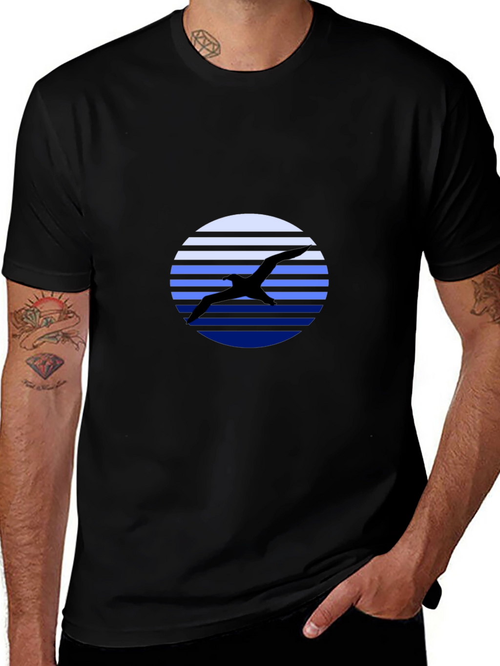 Bird Silhouette Graphic Tee - Mens Black T-Shirt