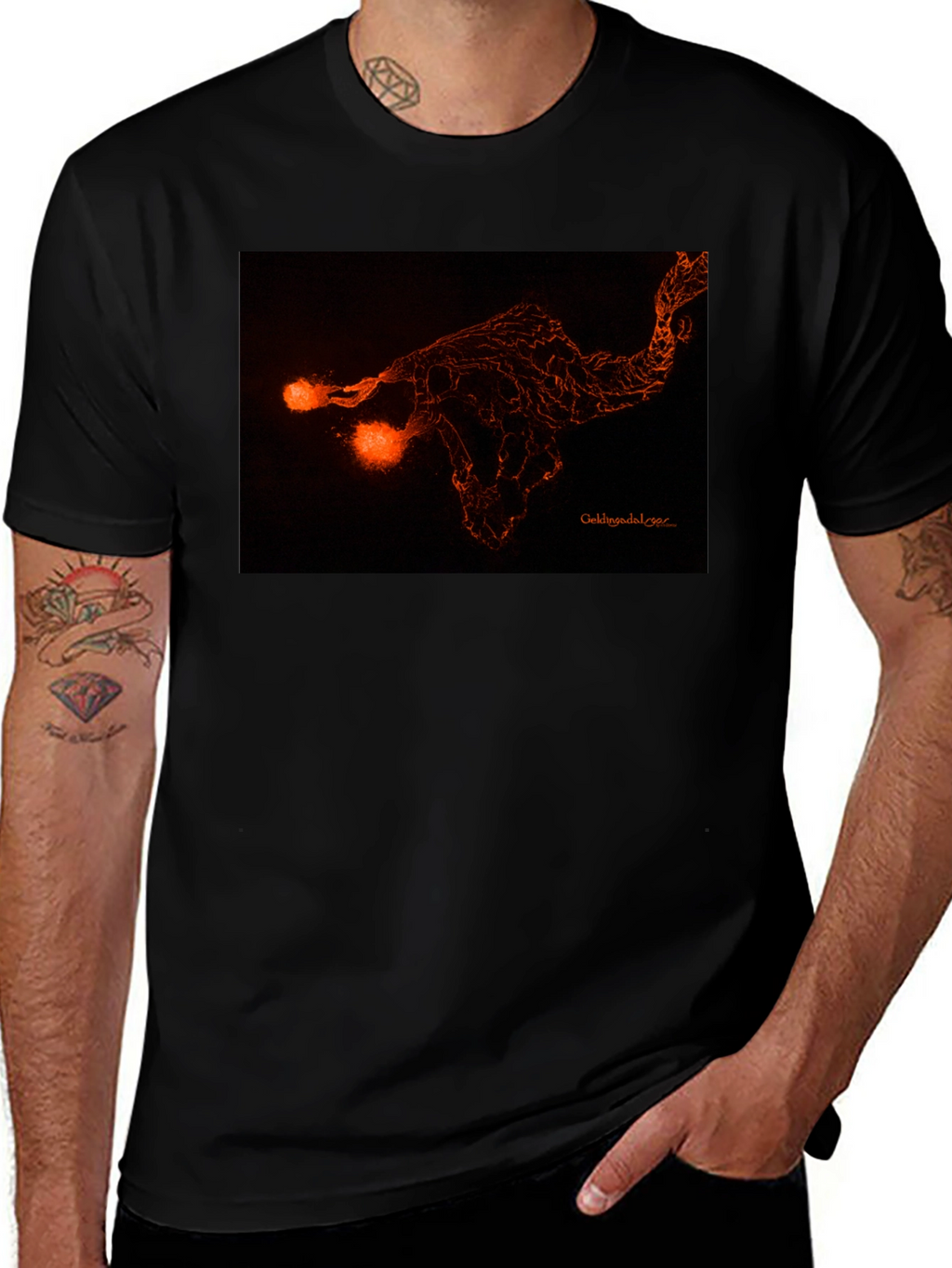 Fiery Graphic Print Black Tee