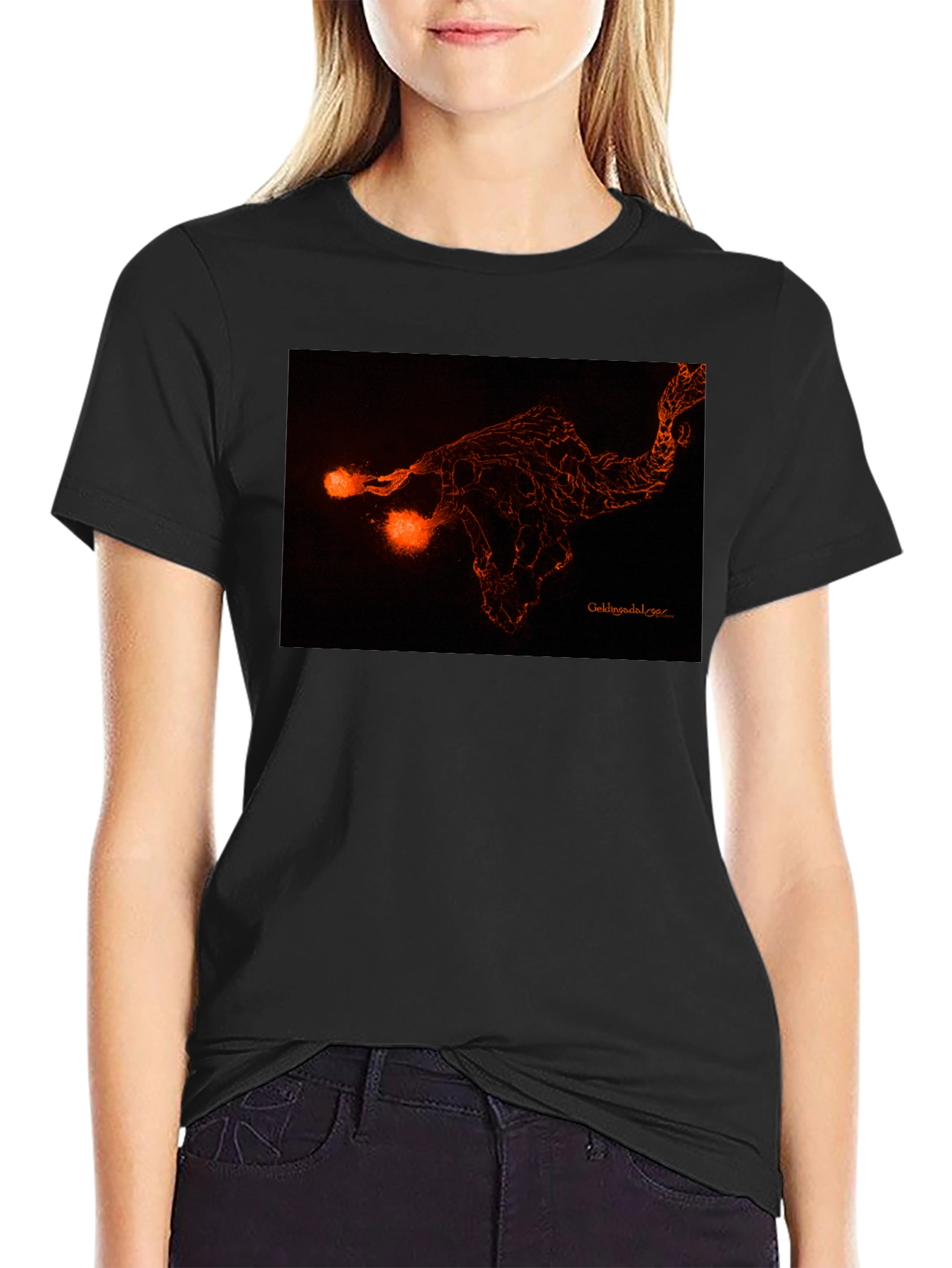 Fiery Graphic Print Black Tee