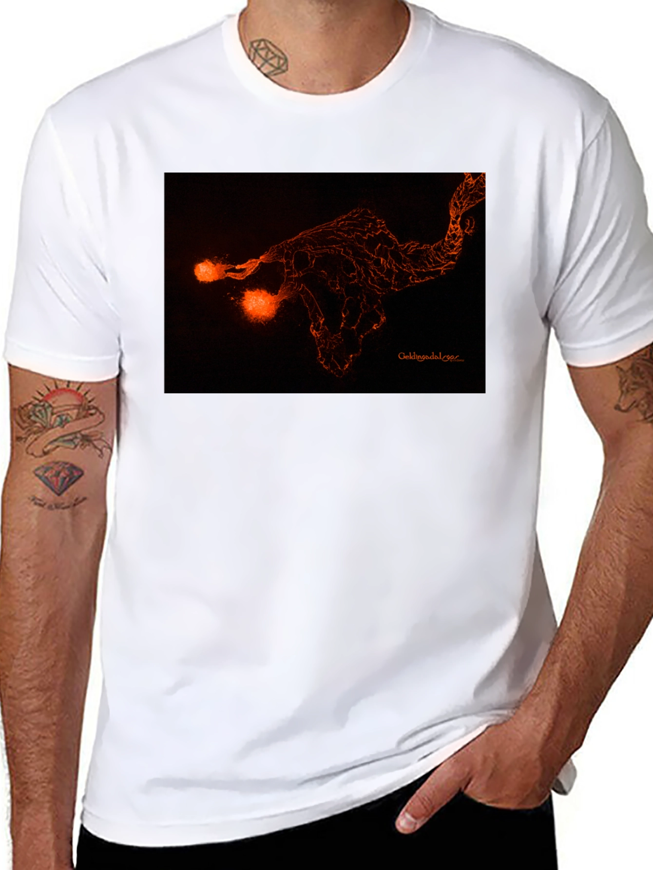 Fiery Graphic Print Black Tee