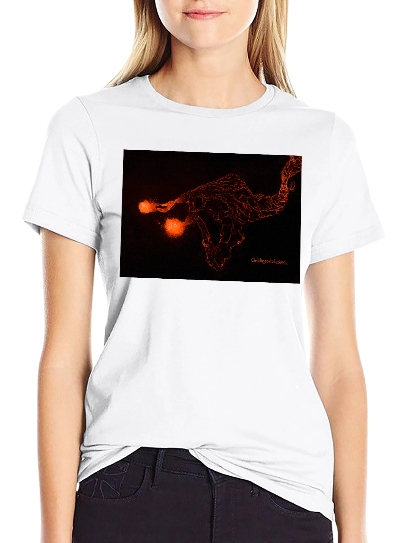 Fiery Graphic Print Black Tee