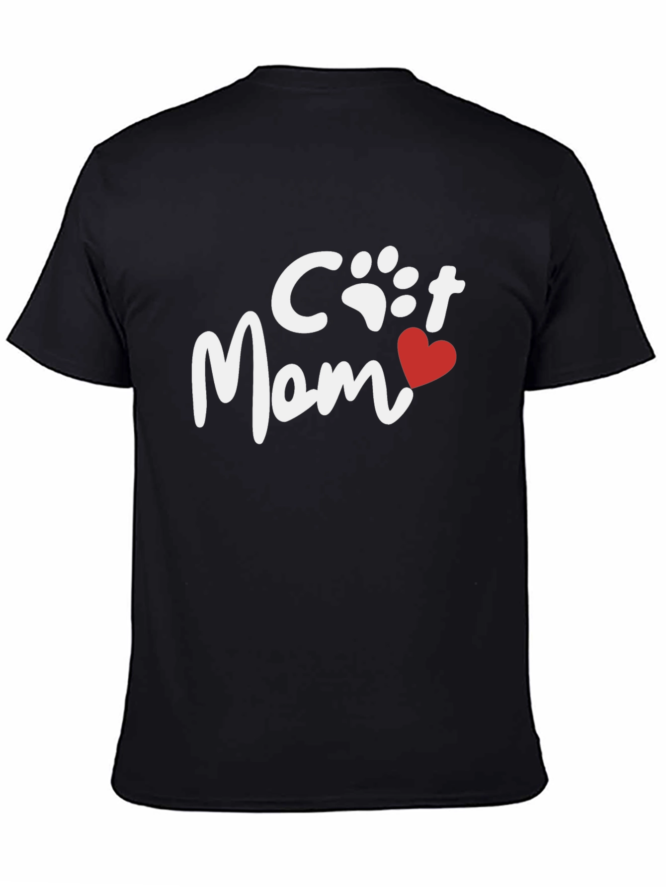 Cat Mom Tee - Heart Paw Print Graphic Shirt