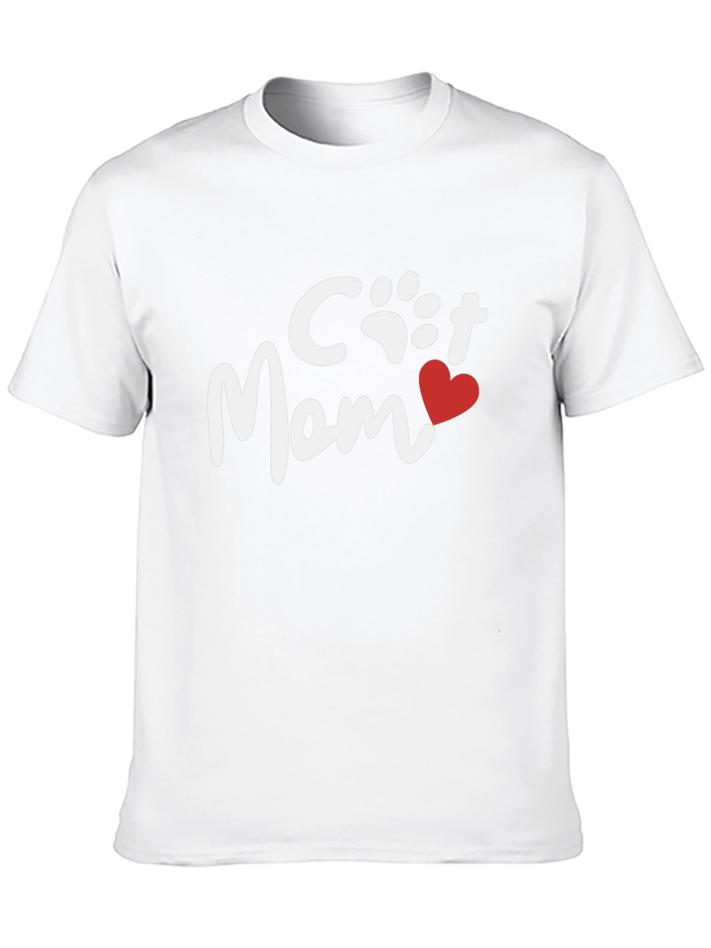Cat Mom Tee - Heart Paw Print Graphic Shirt
