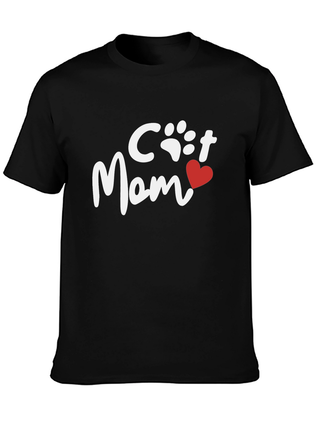 Cat Mom Tee - Heart Paw Print Graphic Shirt