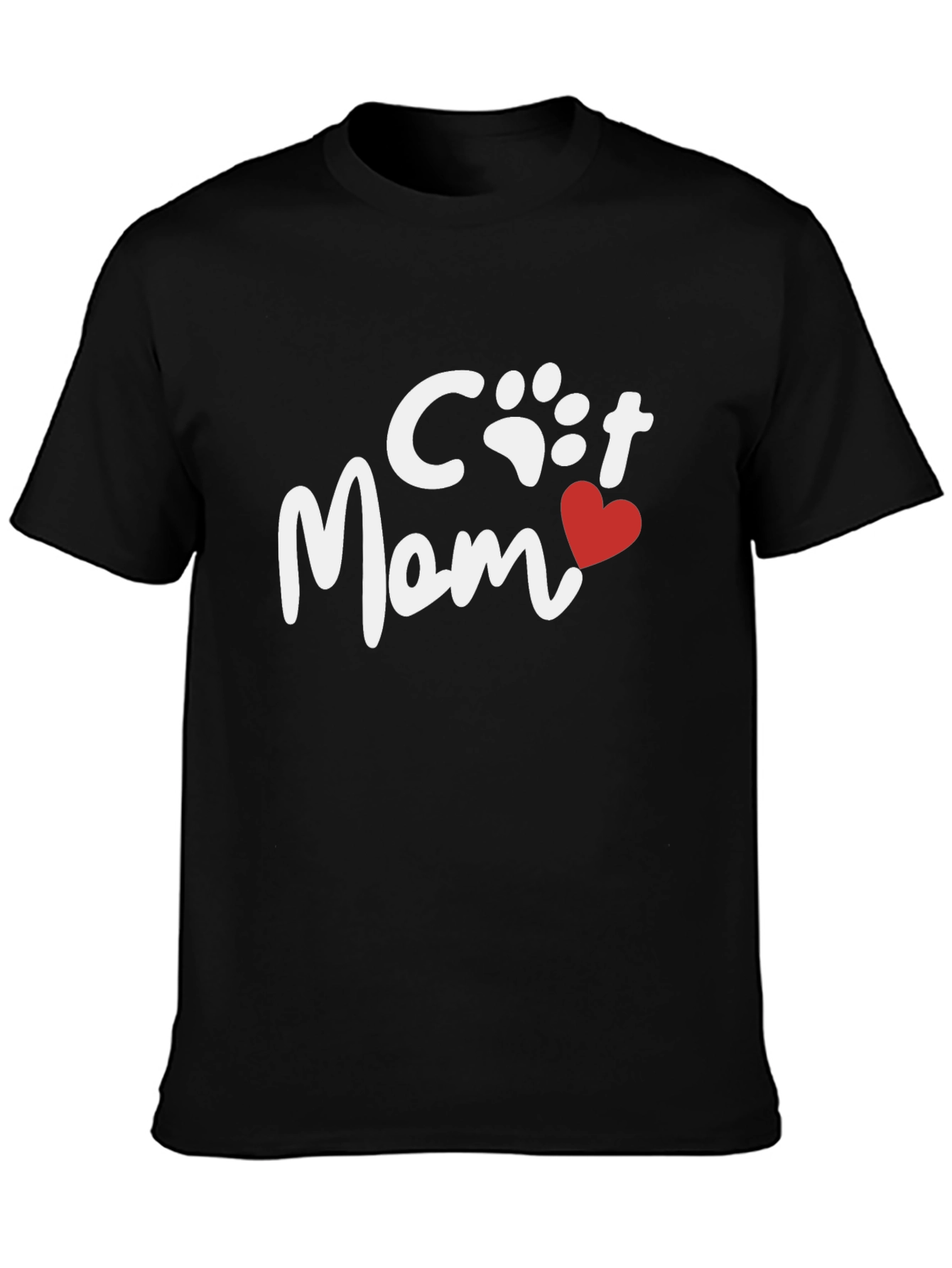 Cat Mom Tee - Heart Paw Print Graphic Shirt