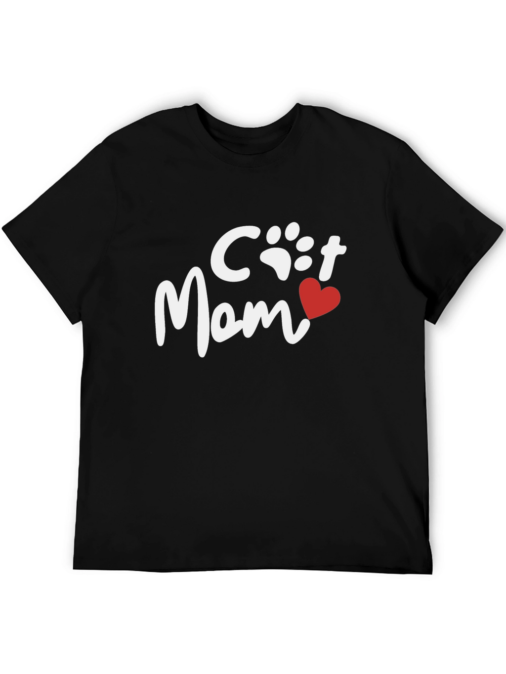 Cat Mom Tee - Heart Paw Print Graphic Shirt