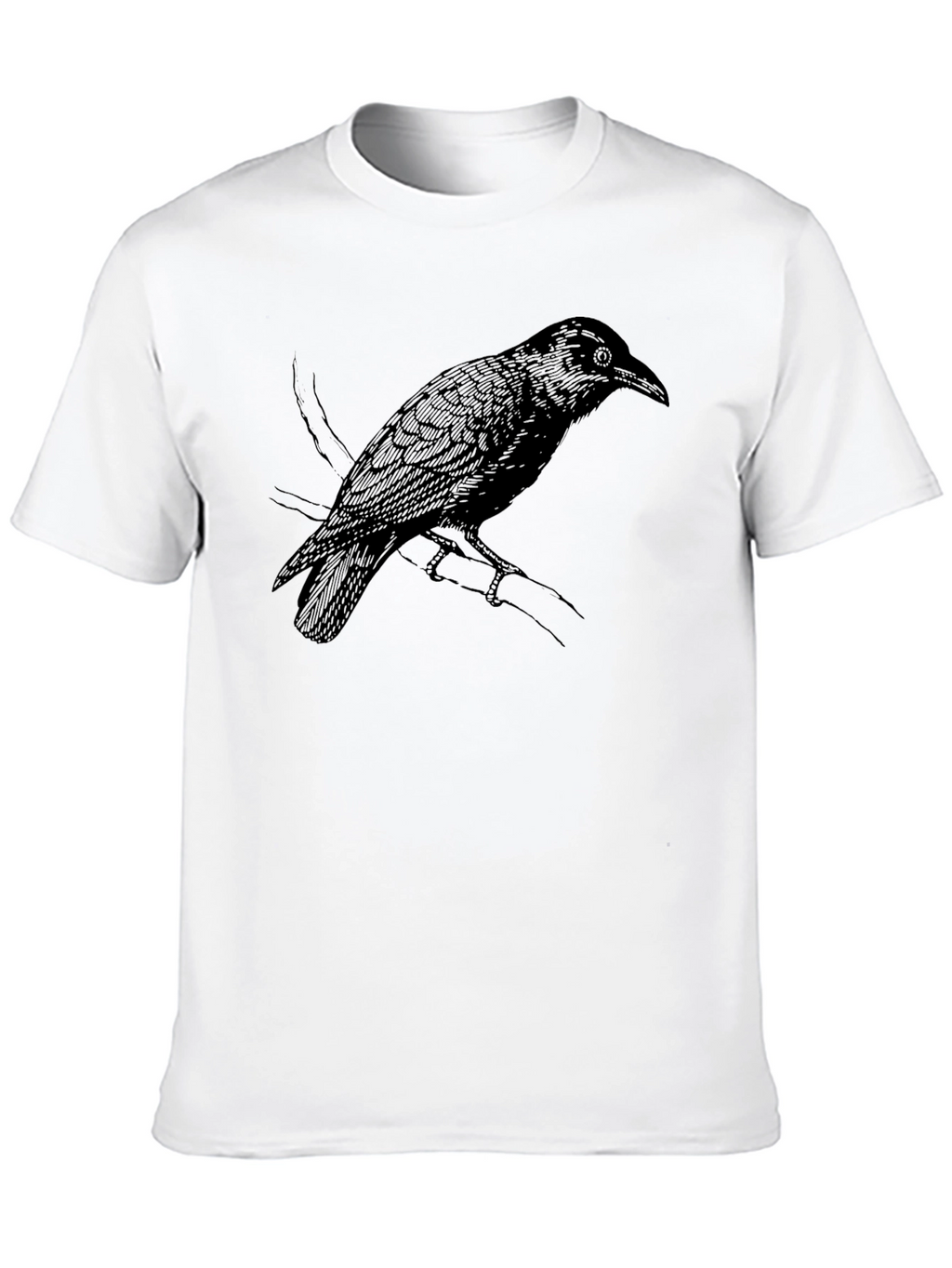 Raven Graphic Tee - Stylish Black Crow Bird T-Shirt