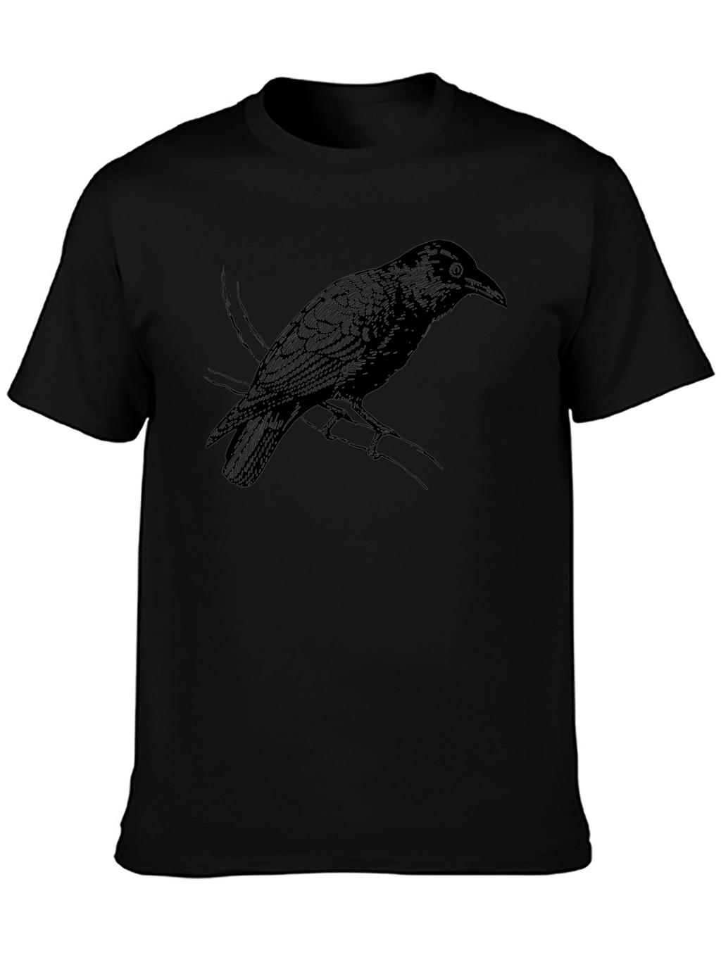 Raven Graphic Tee - Stylish Black Crow Bird T-Shirt