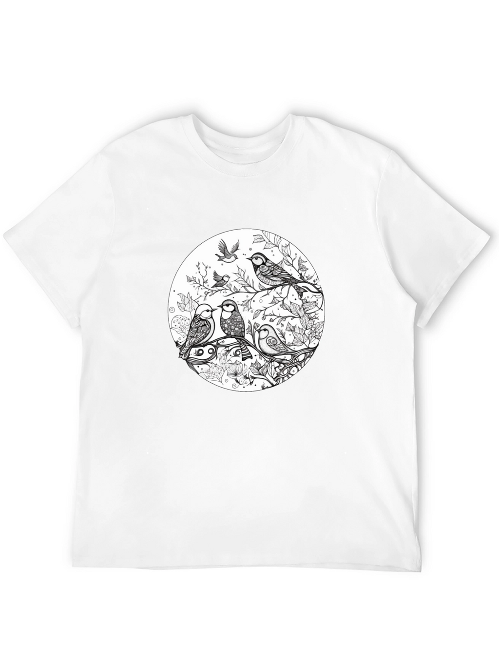 Birds on Branch Graphic Black T-Shirt
