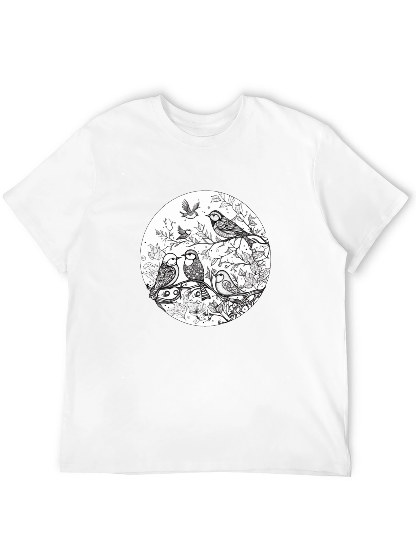 Birds on Branch Graphic Black T-Shirt