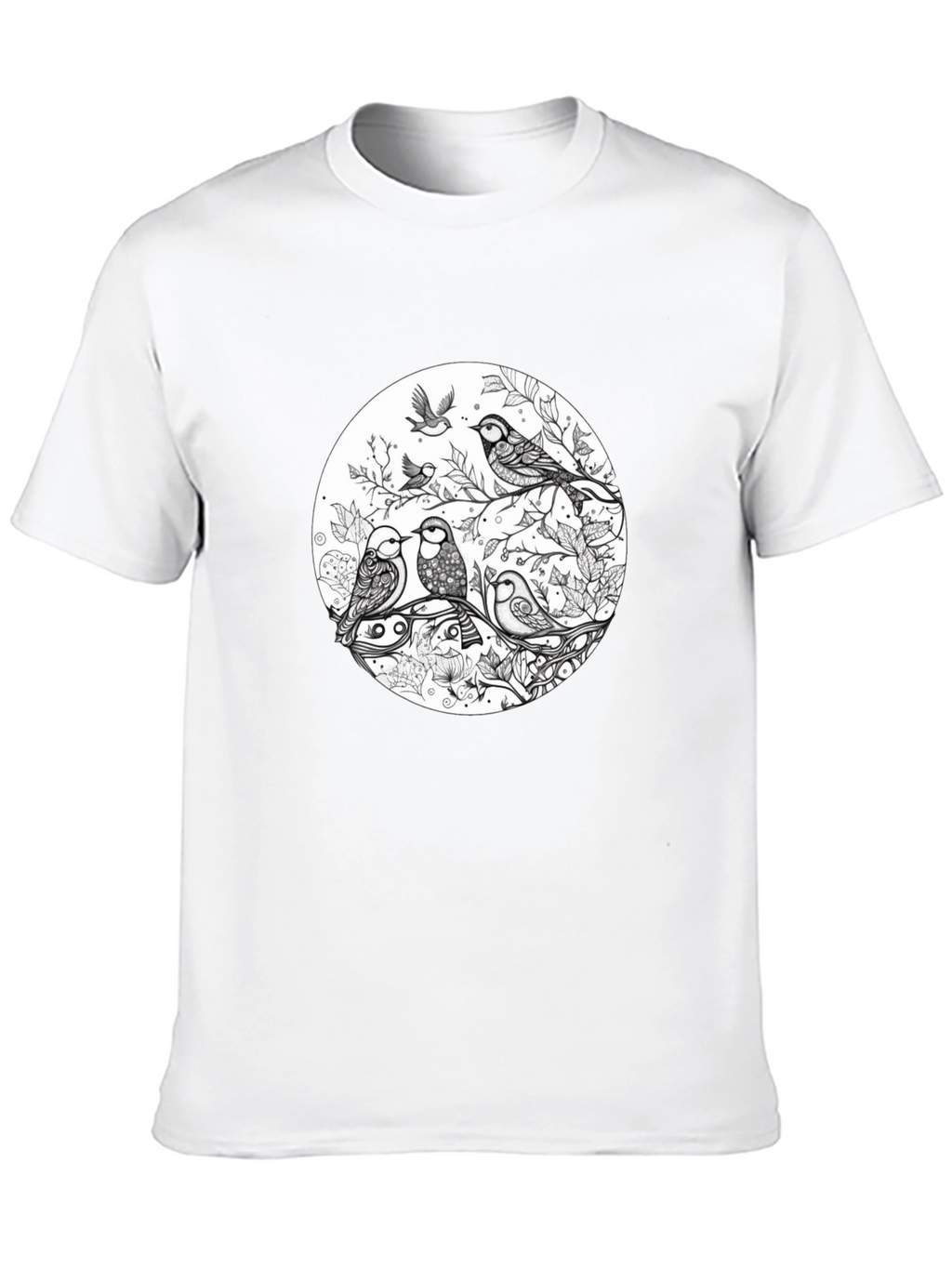 Birds on Branch Graphic Black T-Shirt