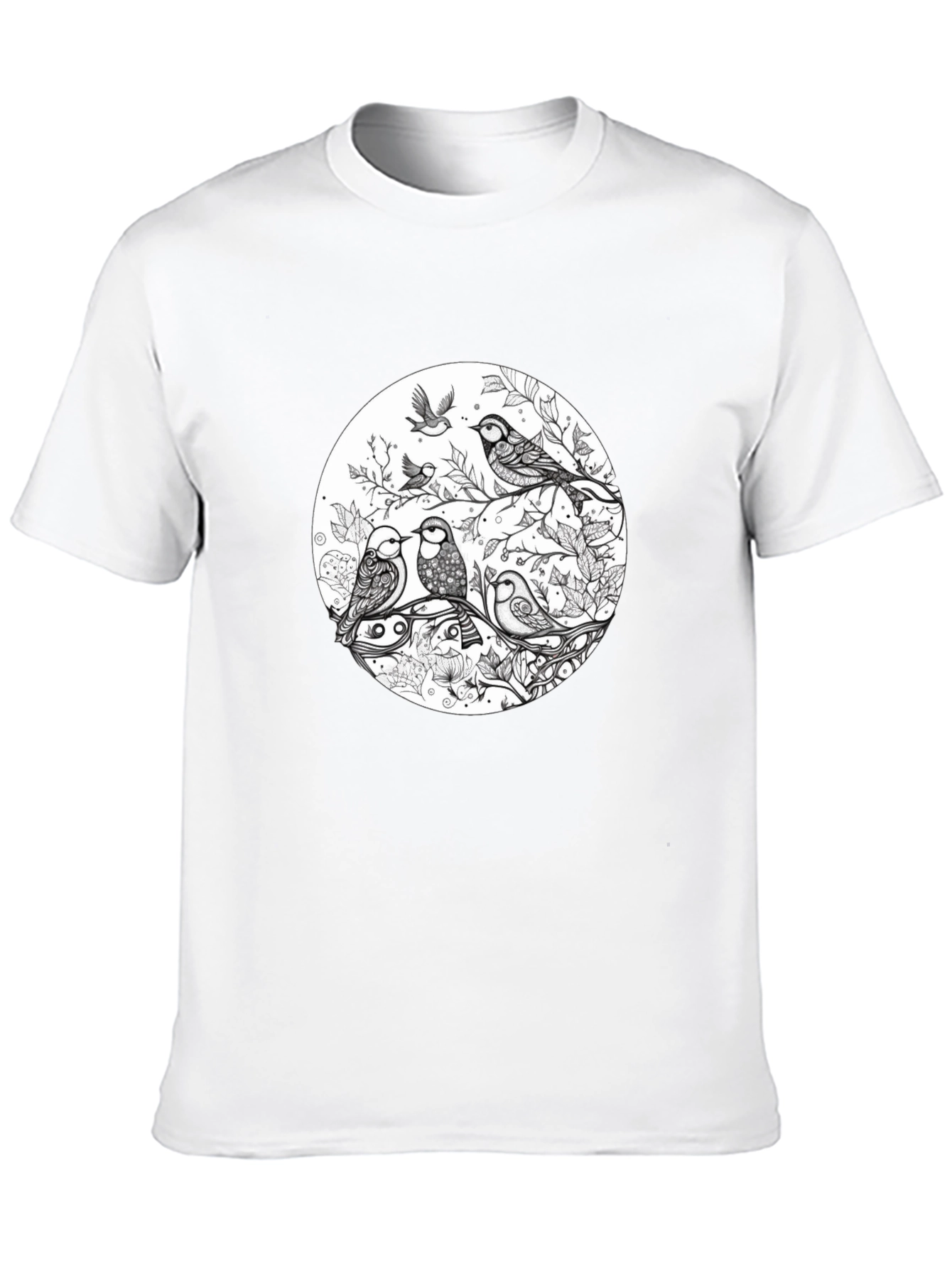 Birds on Branch Graphic Black T-Shirt