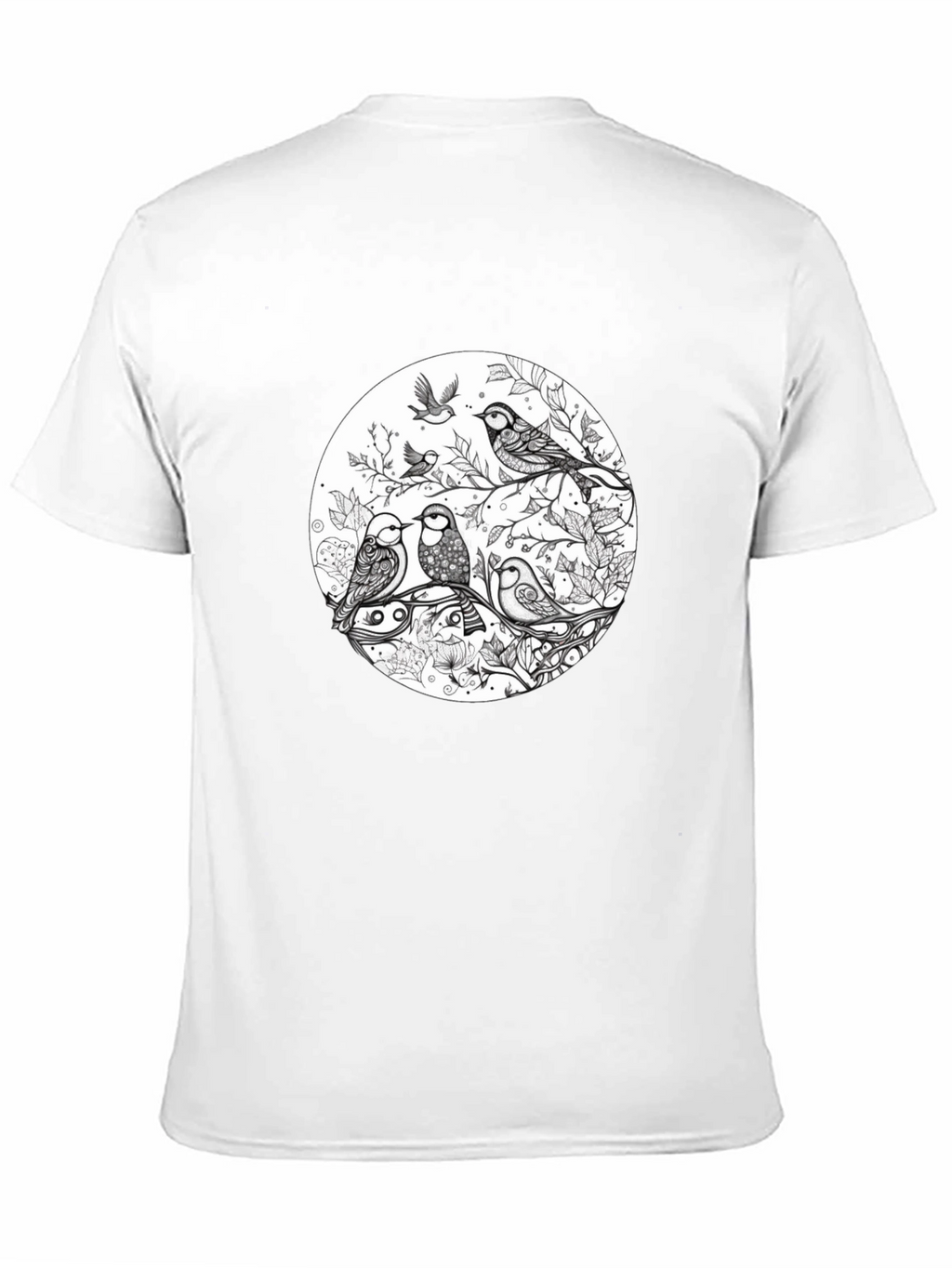 Birds on Branch Graphic Black T-Shirt
