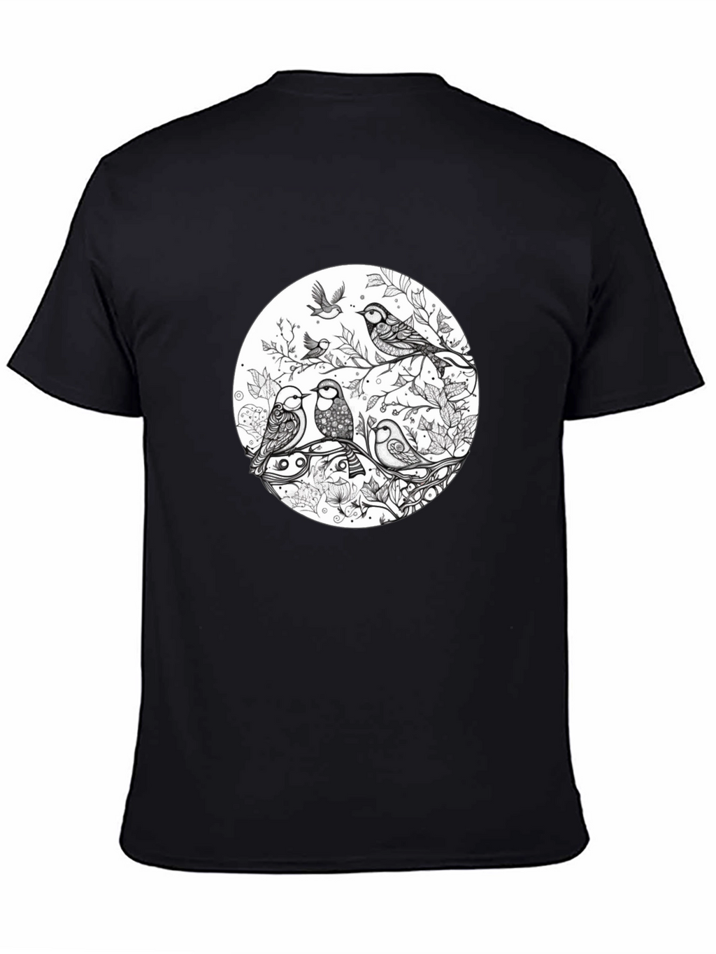 Birds on Branch Graphic Black T-Shirt