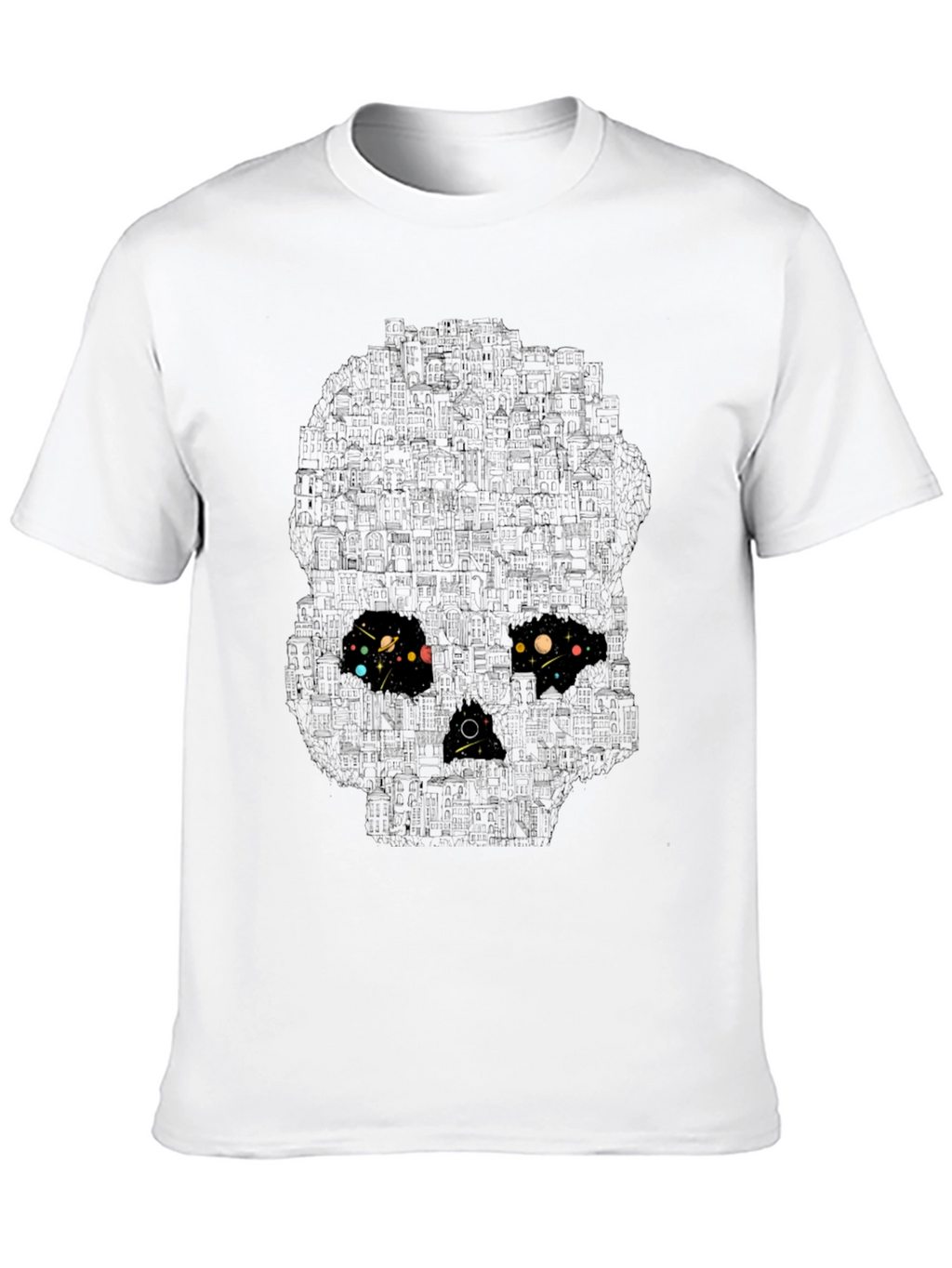 Skull Galaxy Graphic T-Shirt - Black
