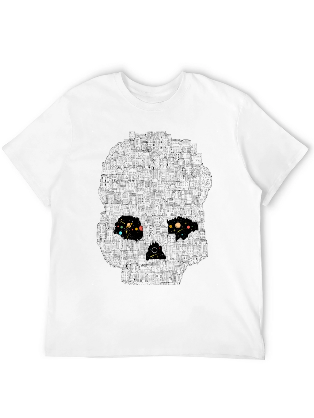 Skull Galaxy Graphic T-Shirt - Black