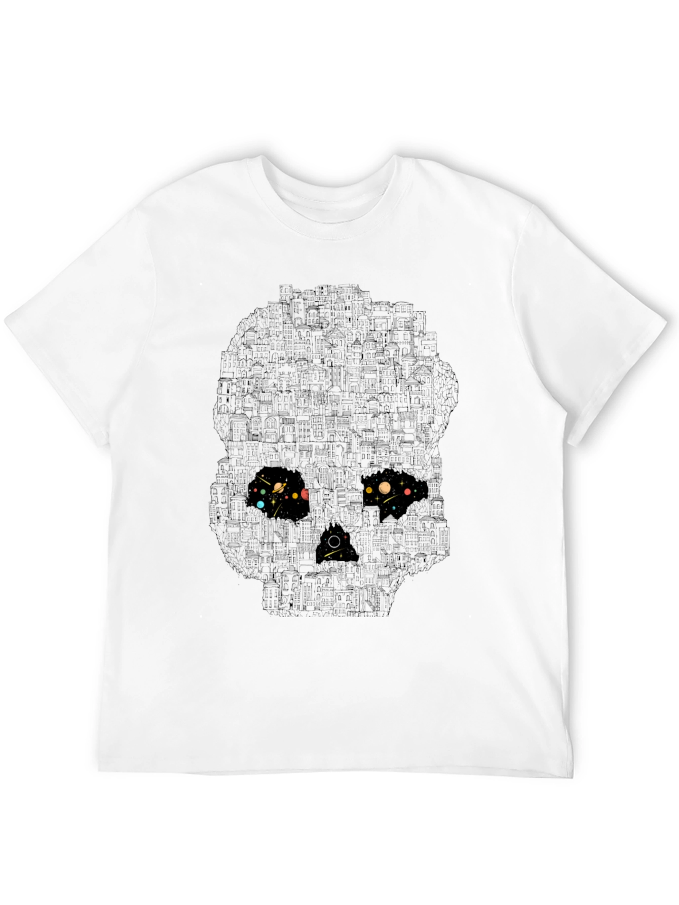 Skull Galaxy Graphic T-Shirt - Black