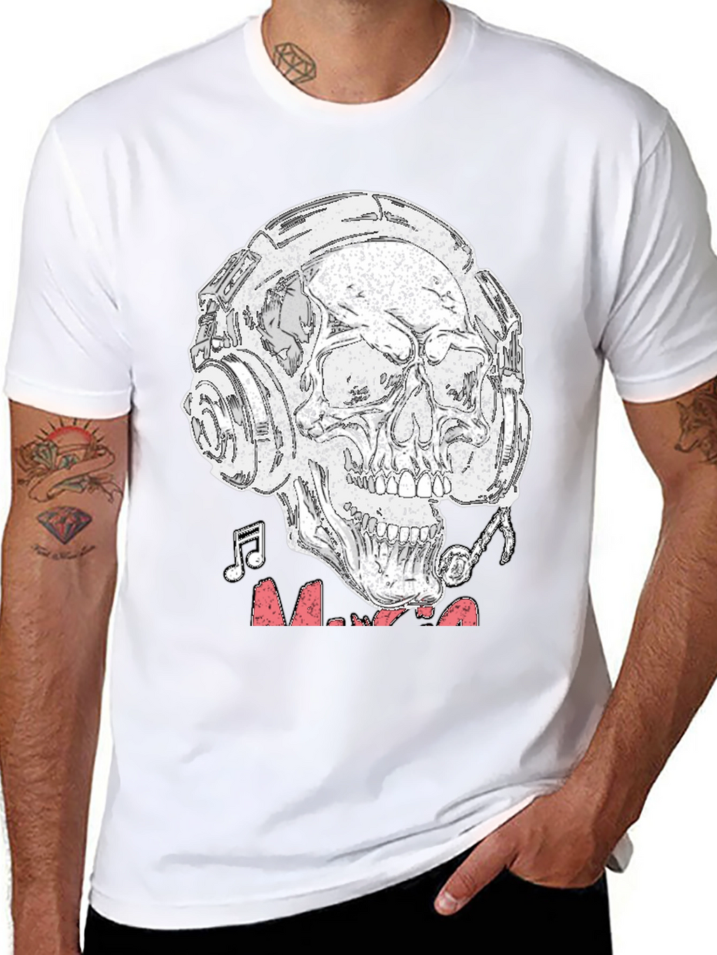 Skull Headphones Graphic T-Shirt - Rock & Roll Vibe