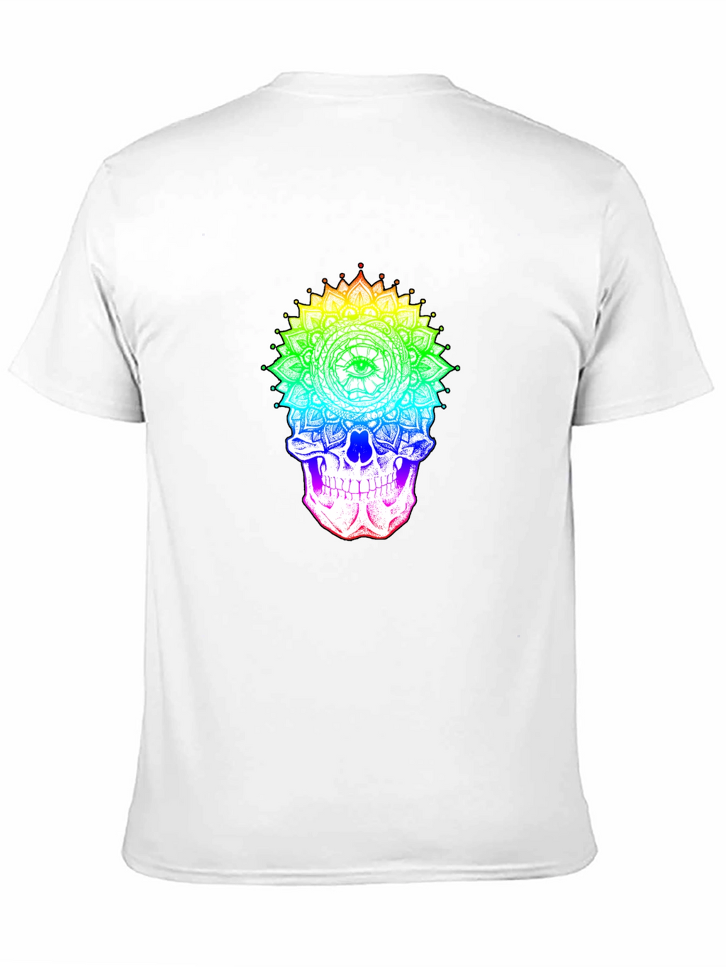 Rainbow Skull Mandala Graphic Tee - Unique Design