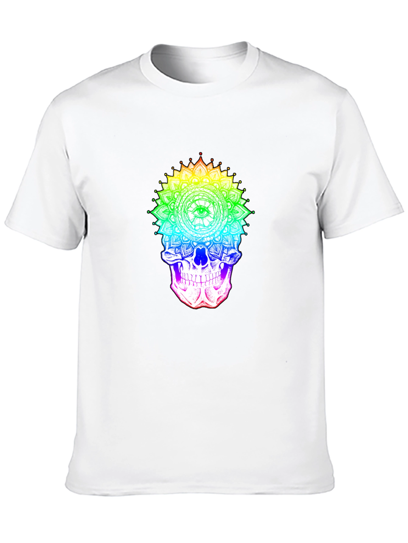 Rainbow Skull Mandala Graphic Tee - Unique Design
