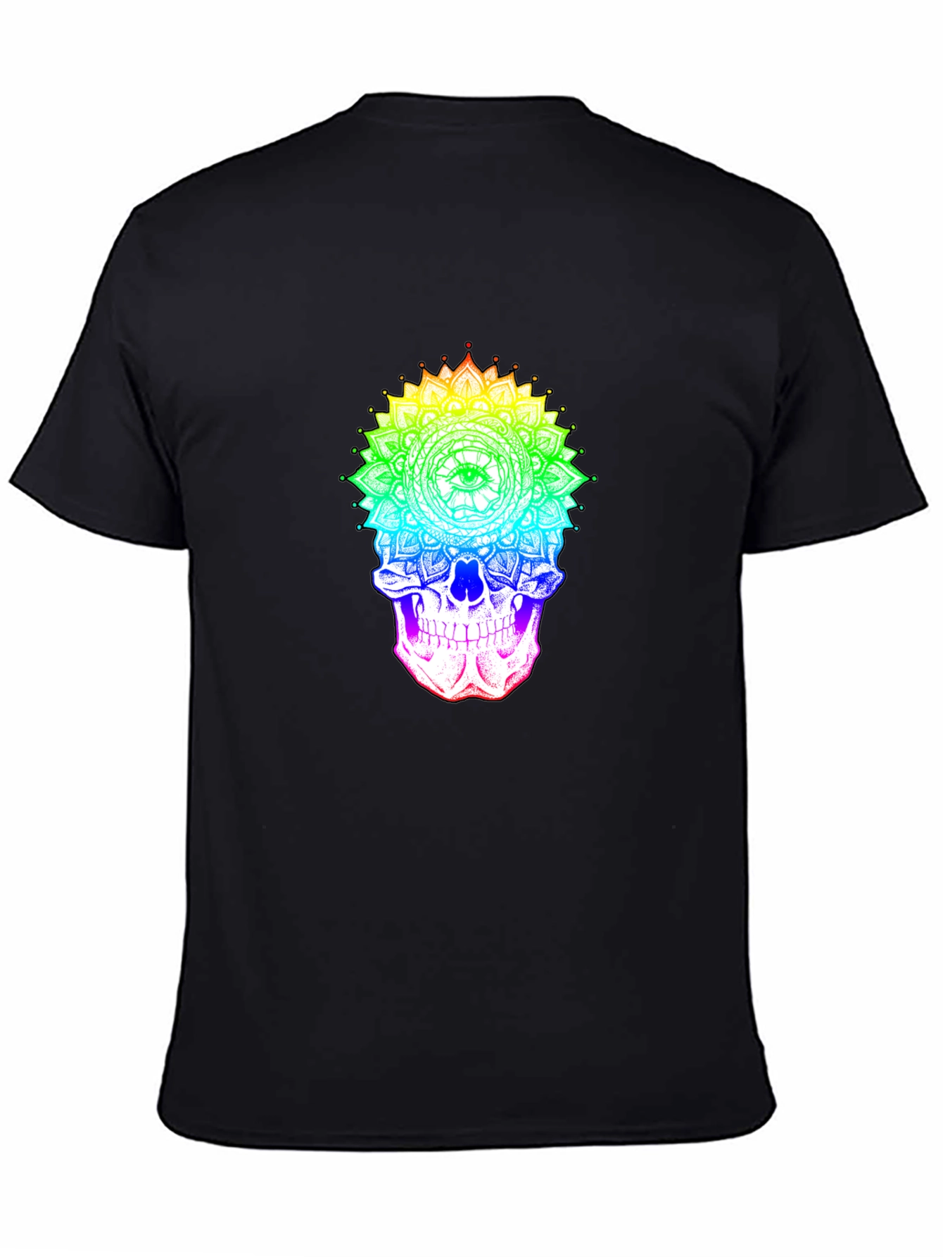 Rainbow Skull Mandala Graphic Tee - Unique Design