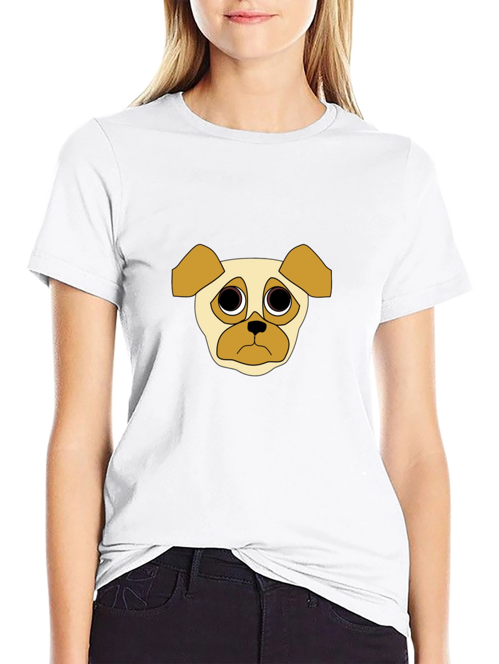 Sad Pug Graphic Tee - Black Cotton Casual T-Shirt