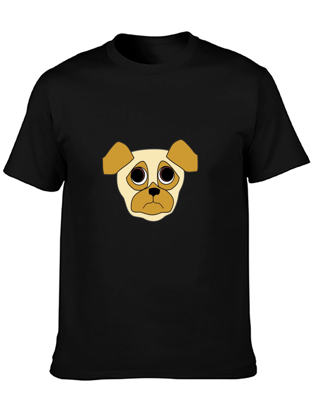 Sad Pug Graphic Tee - Black Cotton Casual T-Shirt