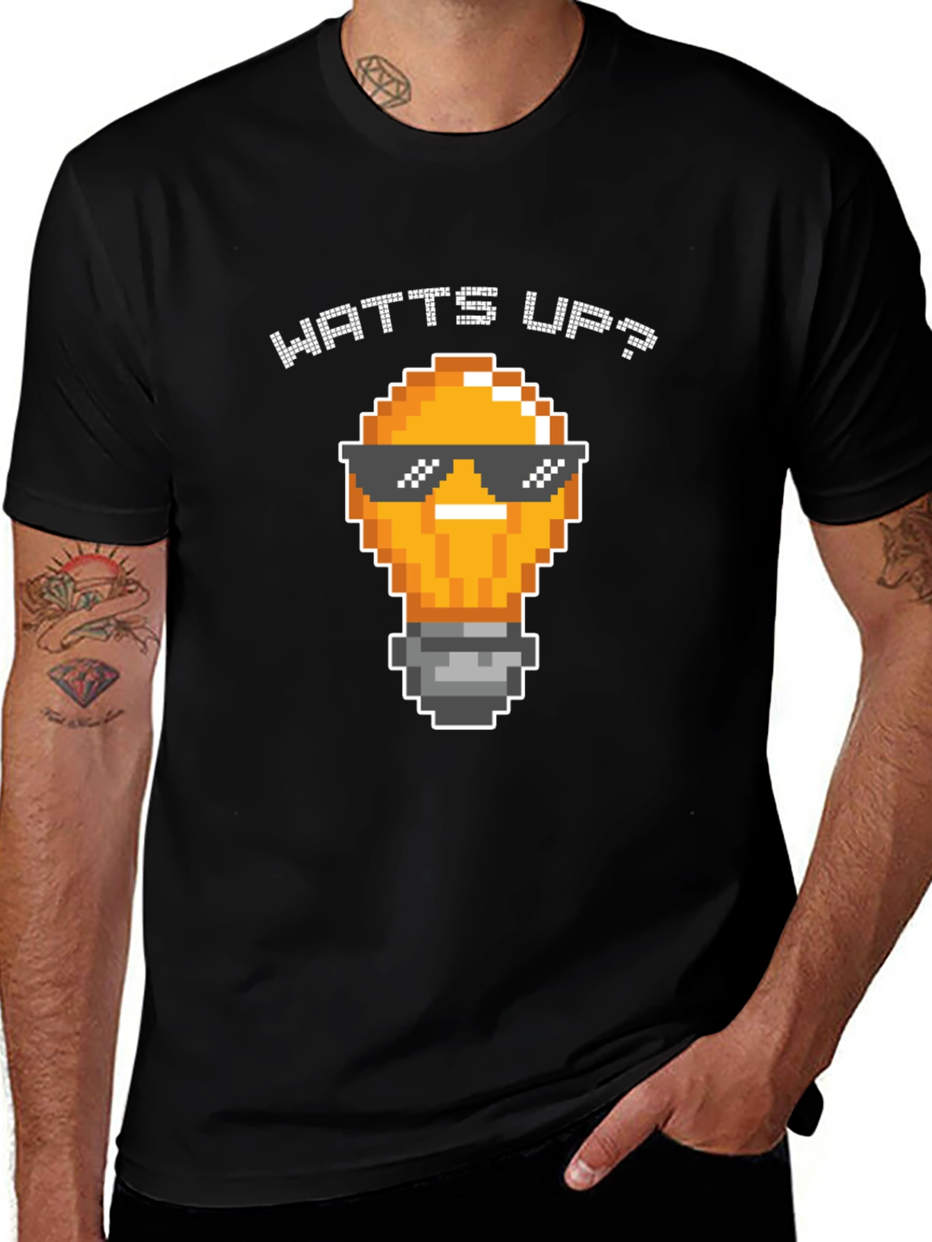 Watts Up? Pixel Light Bulb T-Shirt - Black