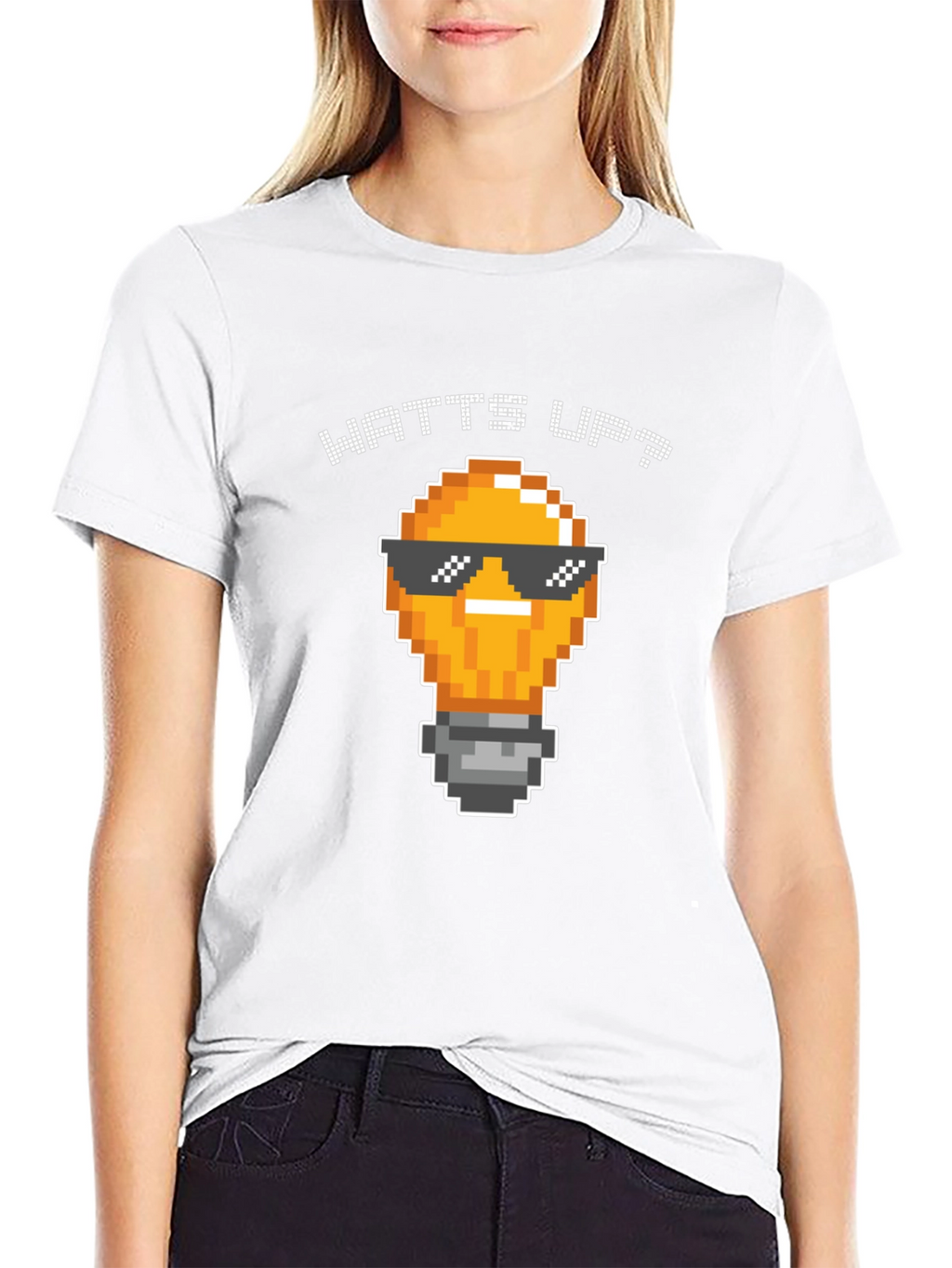 Watts Up? Pixel Light Bulb T-Shirt - Black