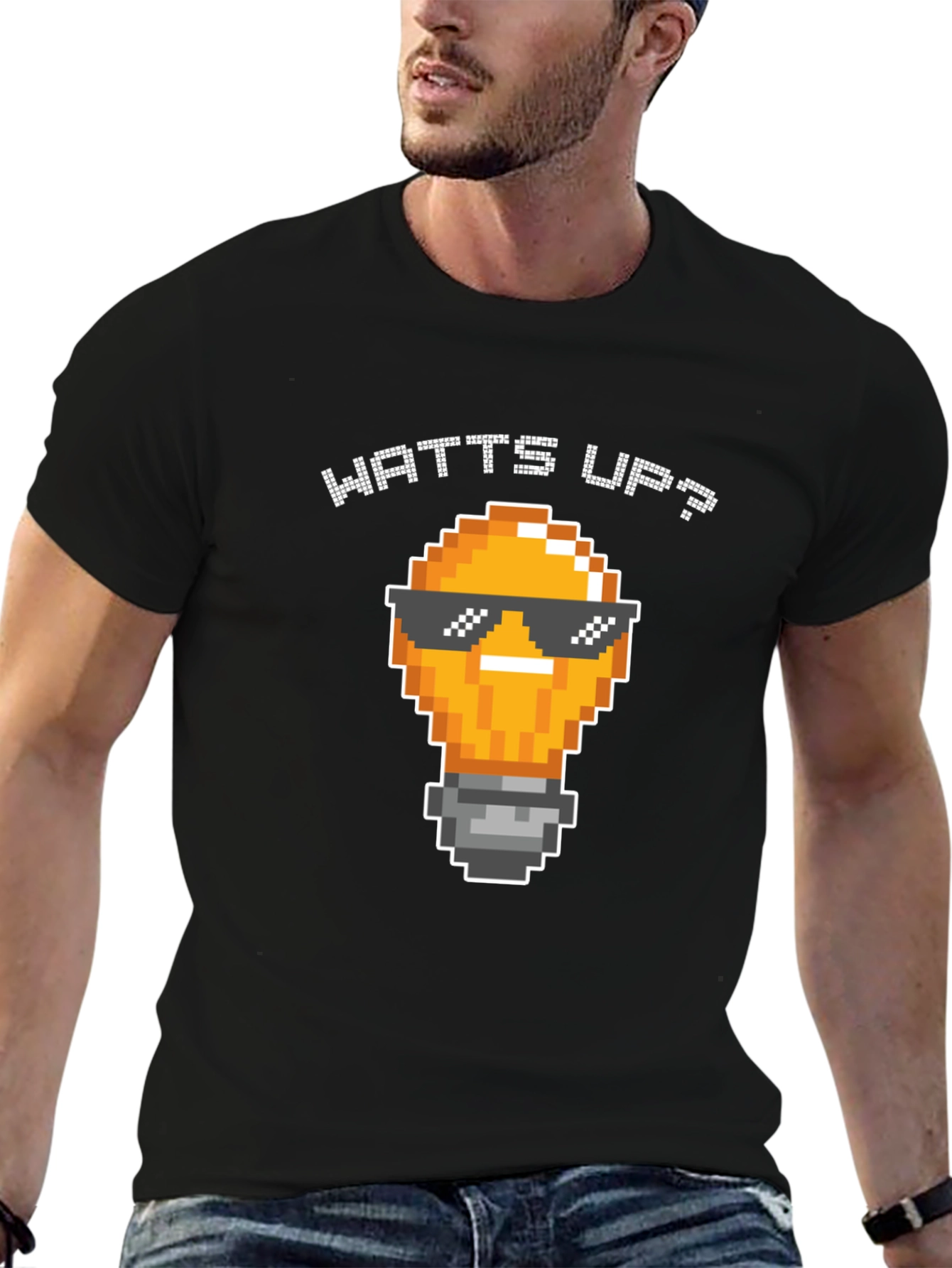 Watts Up? Pixel Light Bulb T-Shirt - Black