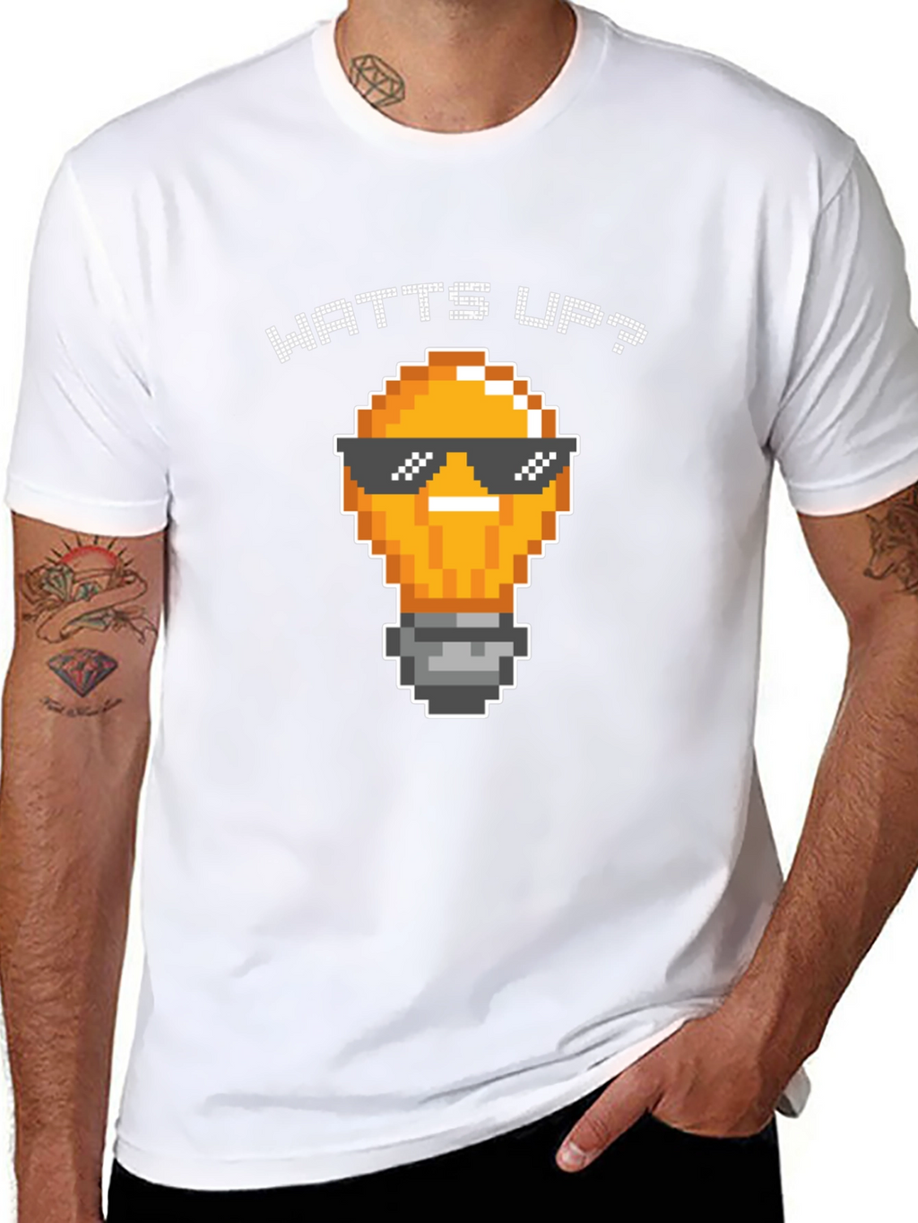 Watts Up? Pixel Light Bulb T-Shirt - Black