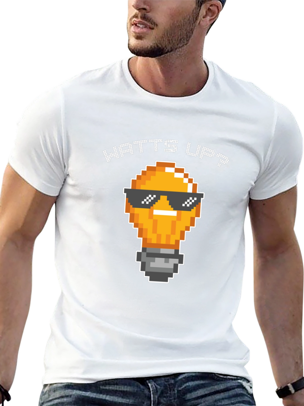 Watts Up? Pixel Light Bulb T-Shirt - Black