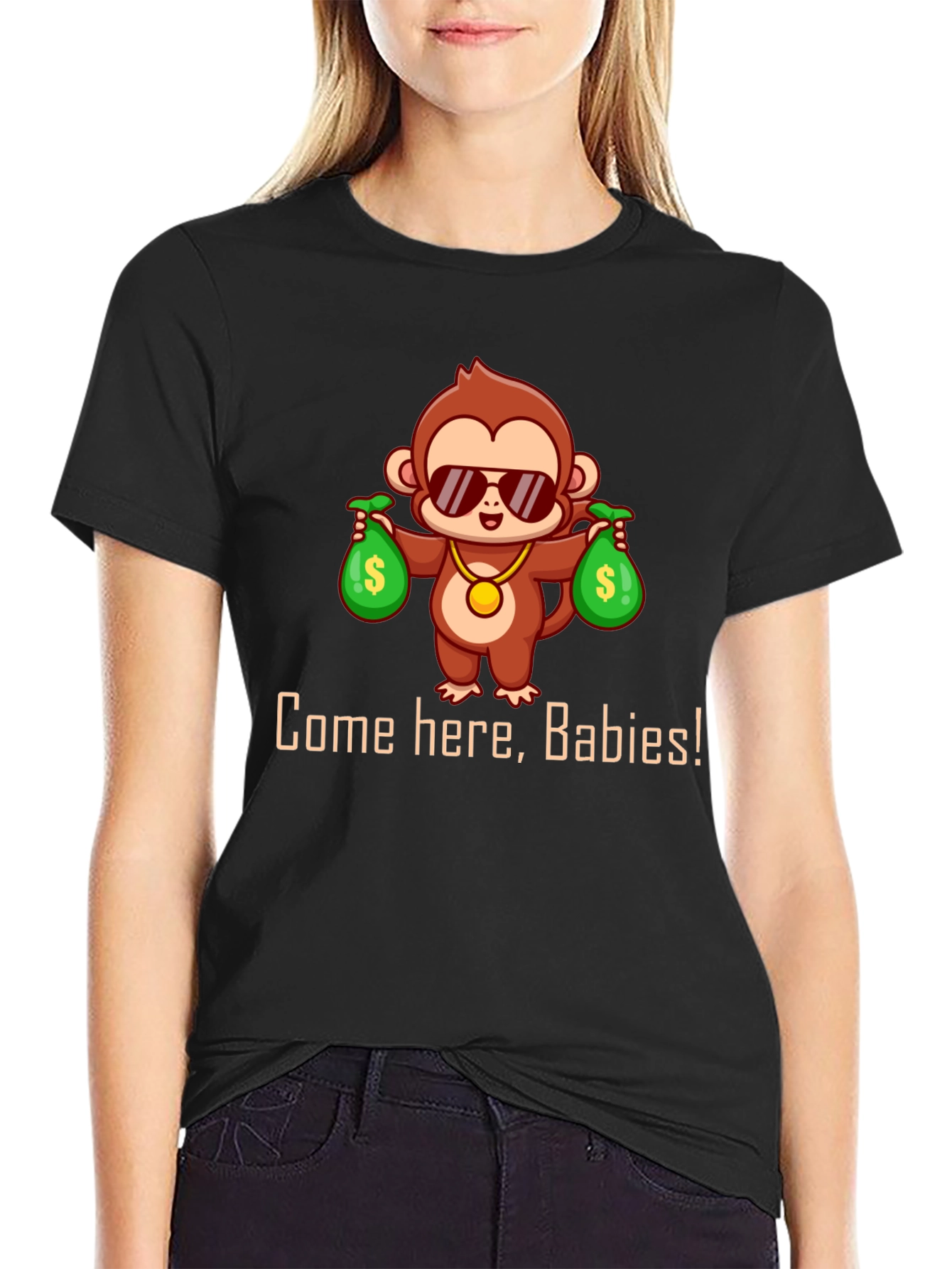 Monkey Money Bags Graphic T-Shirt