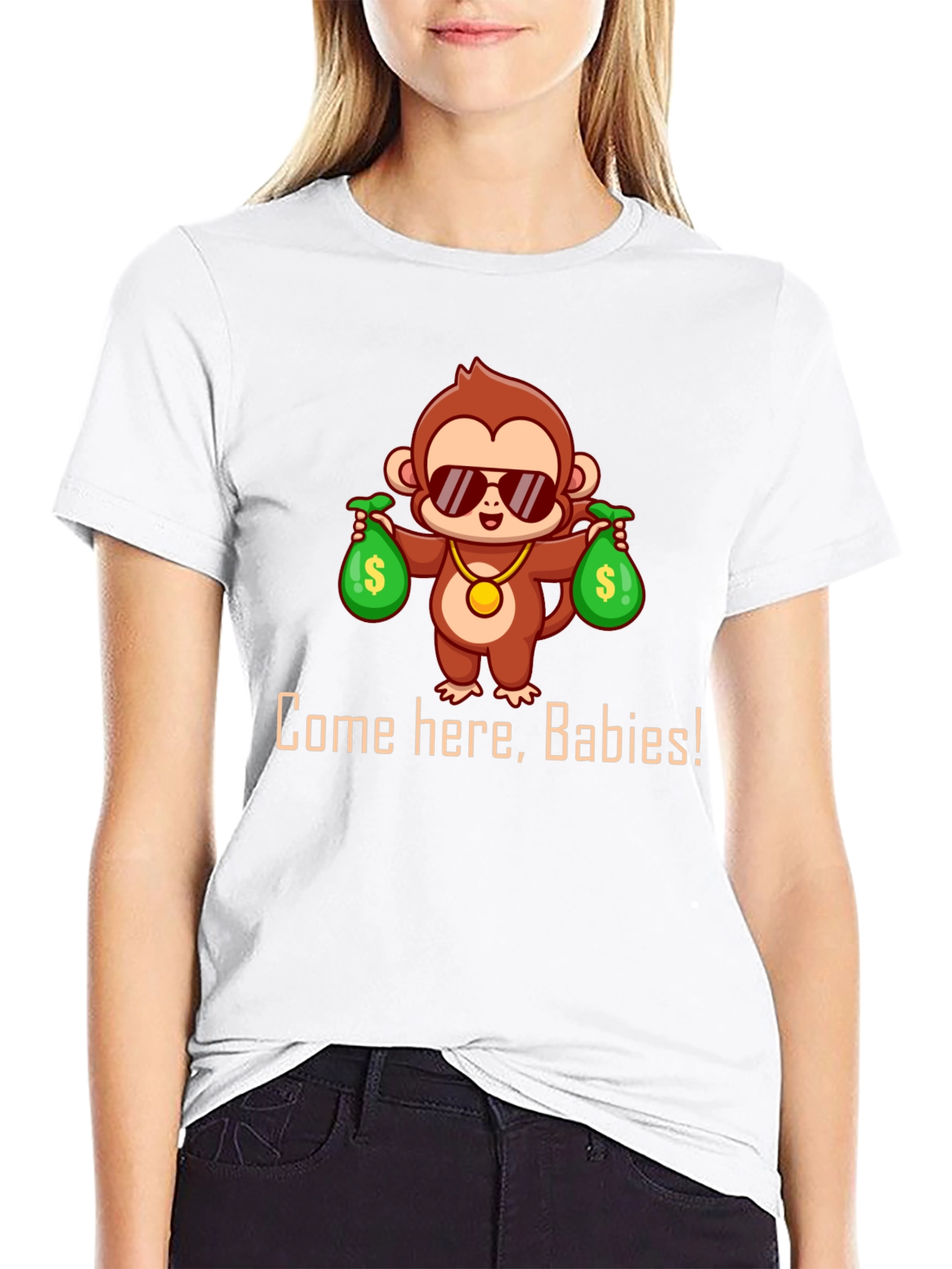 Monkey Money Bags Graphic T-Shirt