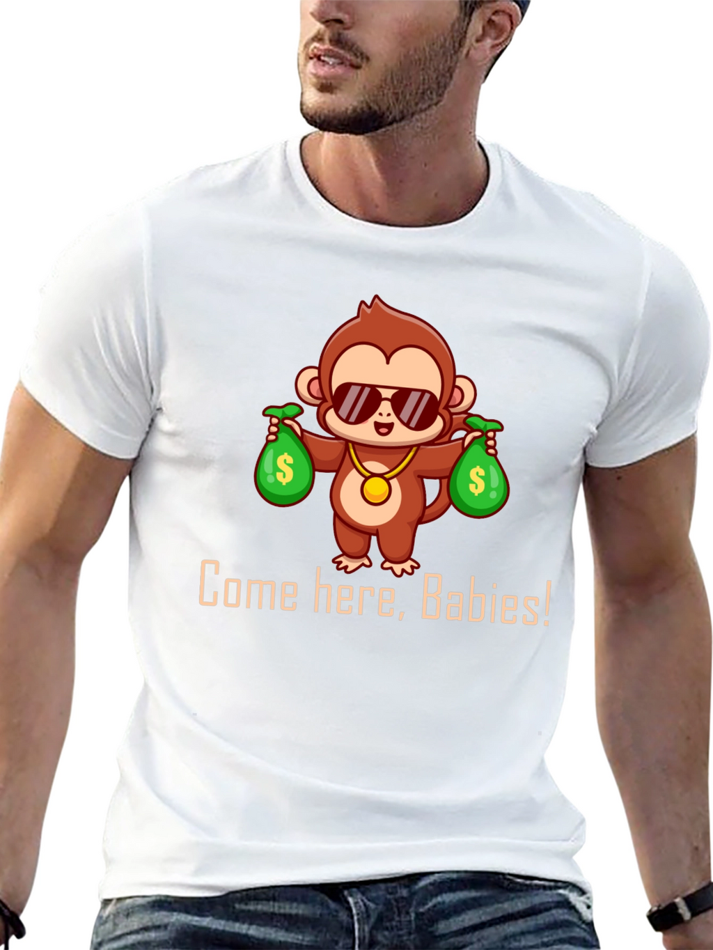 Monkey Money Bags Graphic T-Shirt