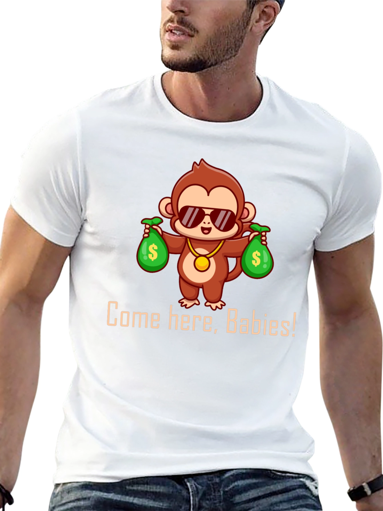 Monkey Money Bags Graphic T-Shirt