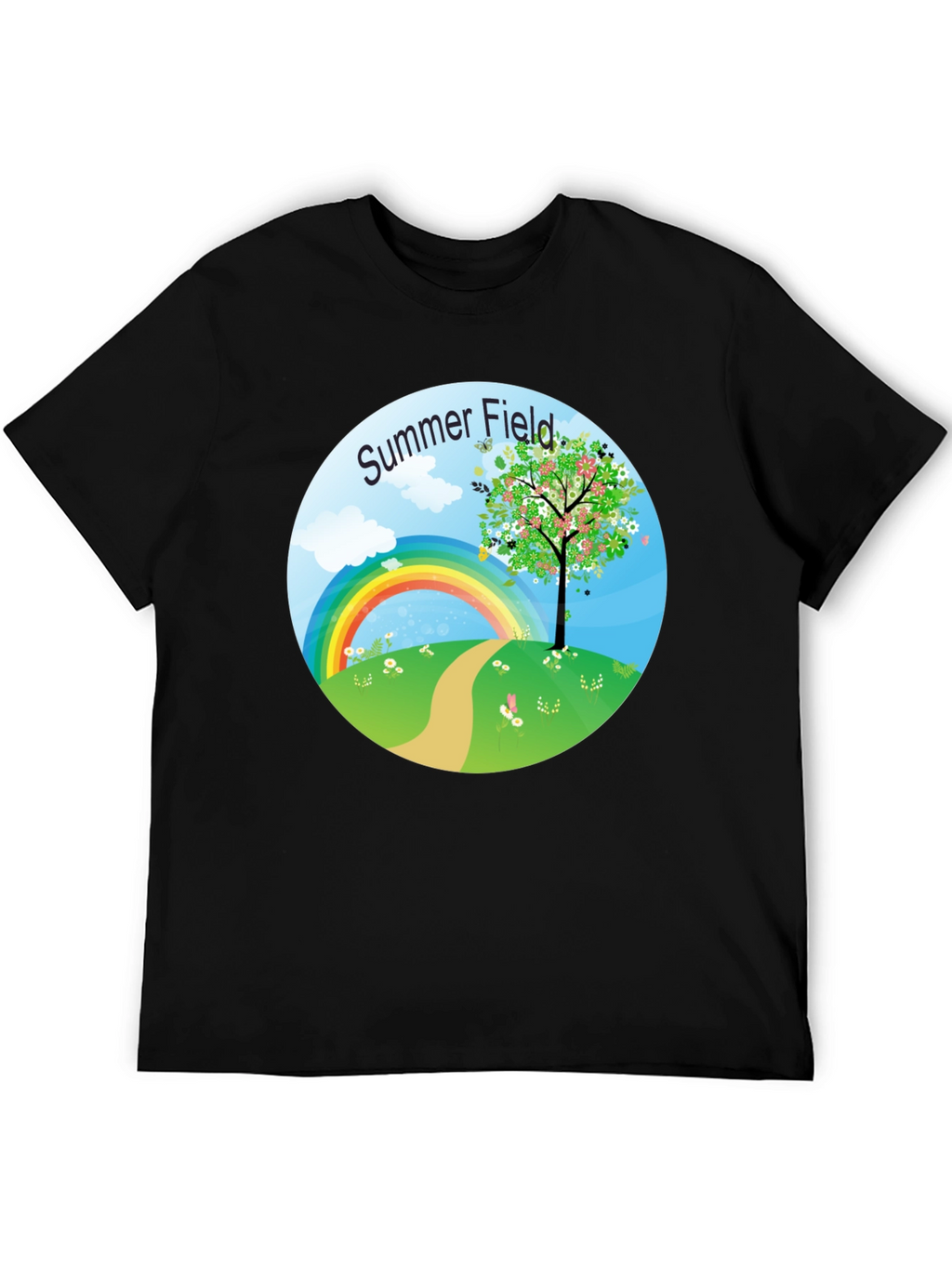Summer Field Graphic Tee - Black Short Sleeve