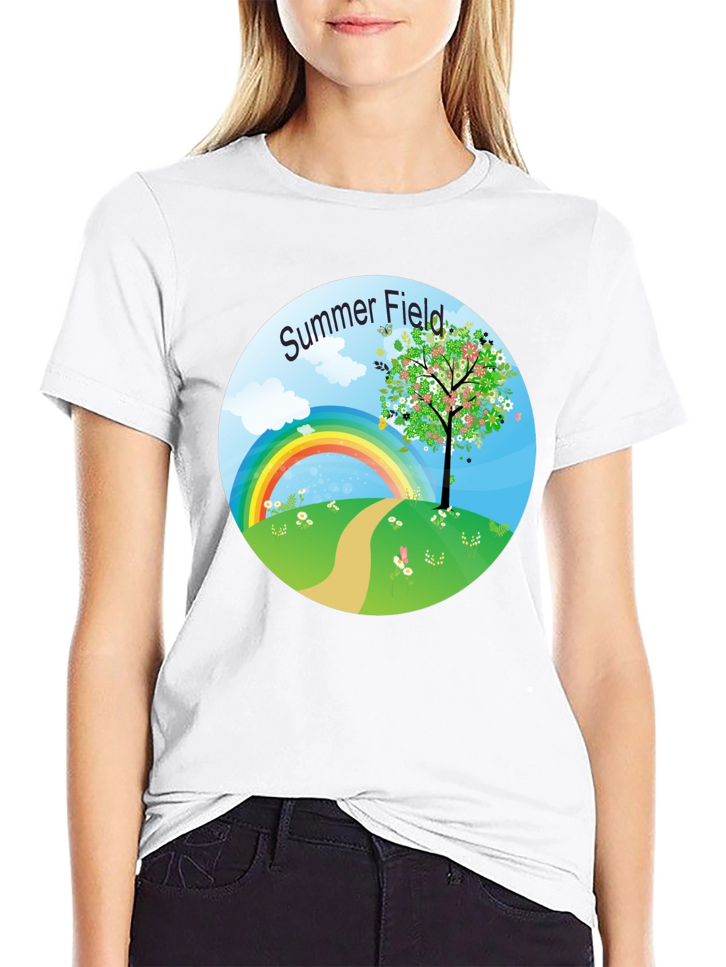 Summer Field Graphic Tee - Black Short Sleeve