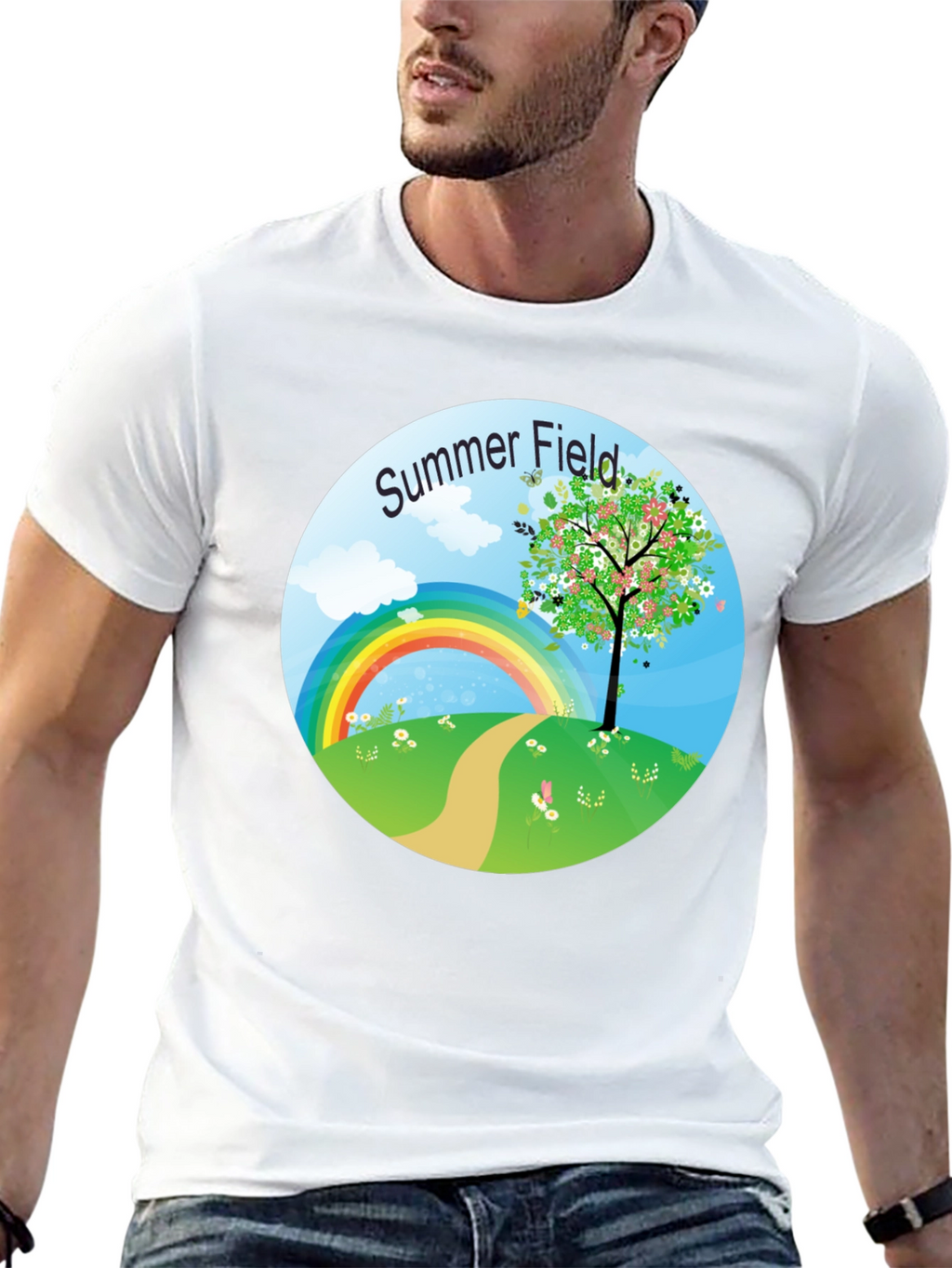 Summer Field Graphic Tee - Black Short Sleeve