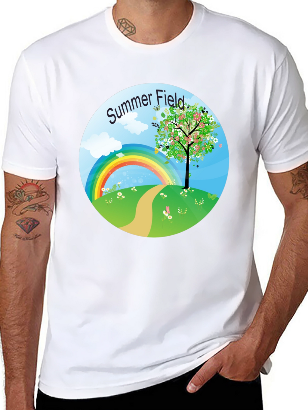 Summer Field Graphic Tee - Black Short Sleeve