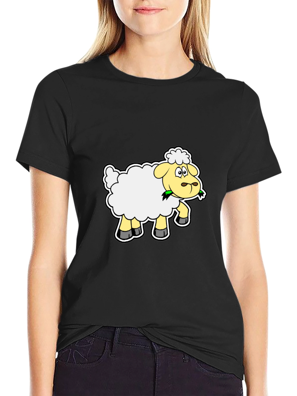 Sheep Graphic Tee - Black Cotton Blend